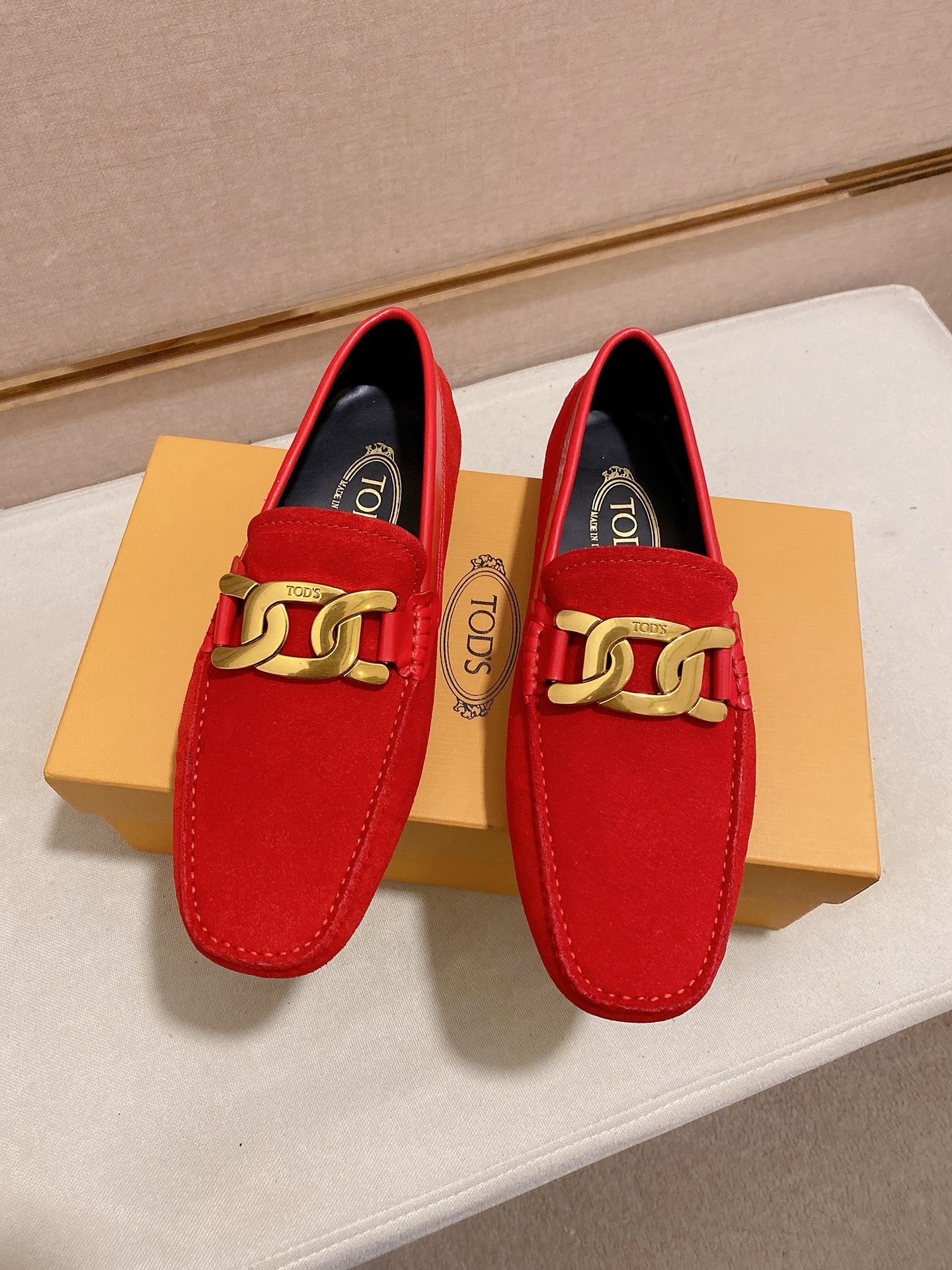 TOD'S Men's Red Suede Driving Shoes with Leather Lining - Sizes 38-44 7 i1746438255965 5771 0 5
