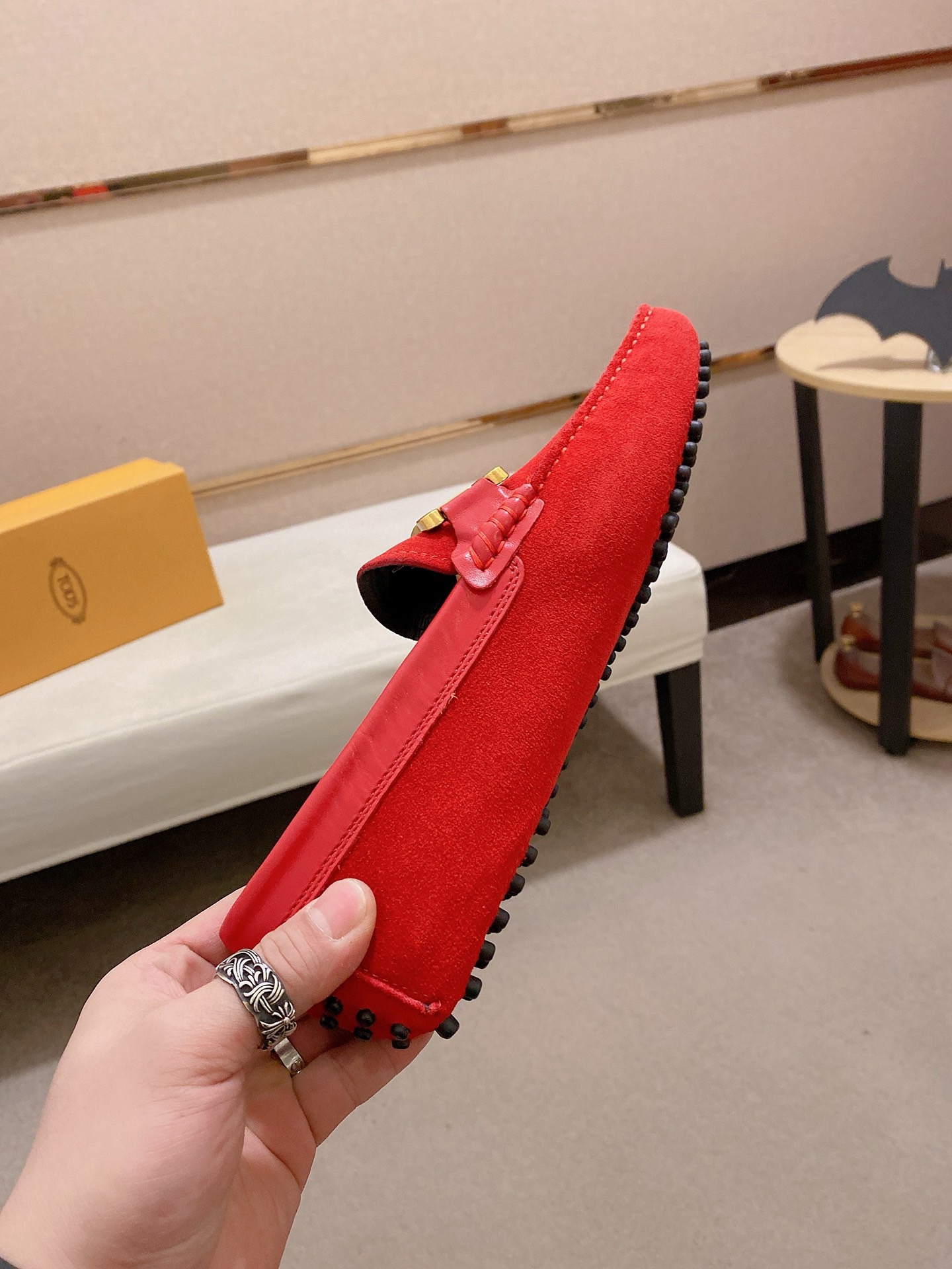 TOD'S Men's Red Suede Driving Shoes with Leather Lining - Sizes 38-44 6 i1746438256141 9937 0 4