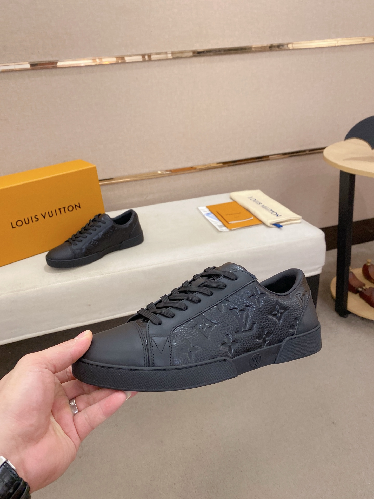 Louis Vuitton Men's Leather Monogram Embossed Low-Top Sneakers 4 i1746514661606 5893 0 2