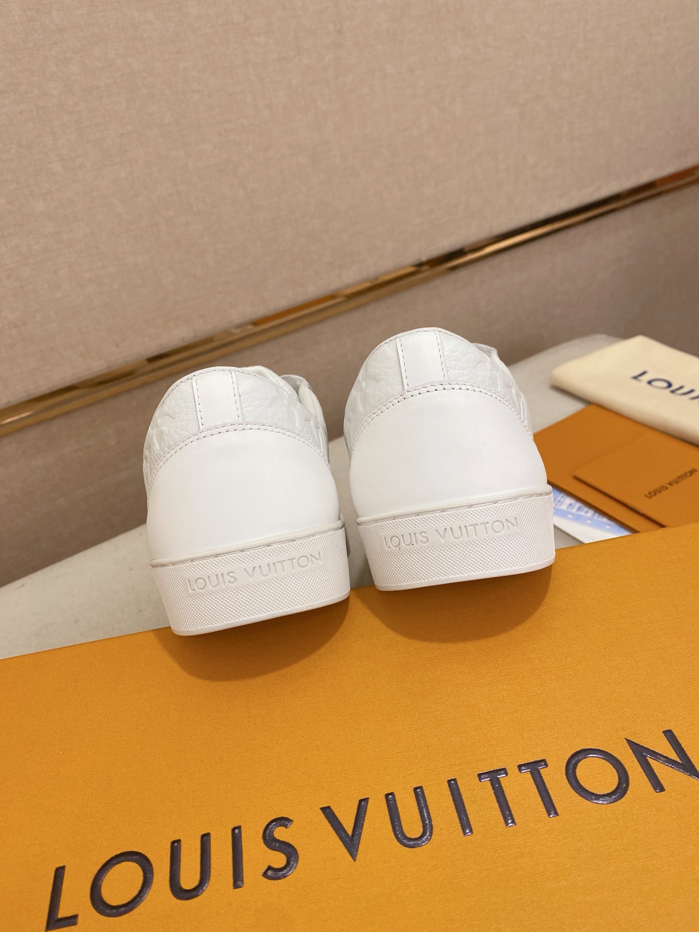 Louis Vuitton Men's White Leather Monogram Embossed Sneakers Size 38-44 9 i1746514723259 4029 0 6