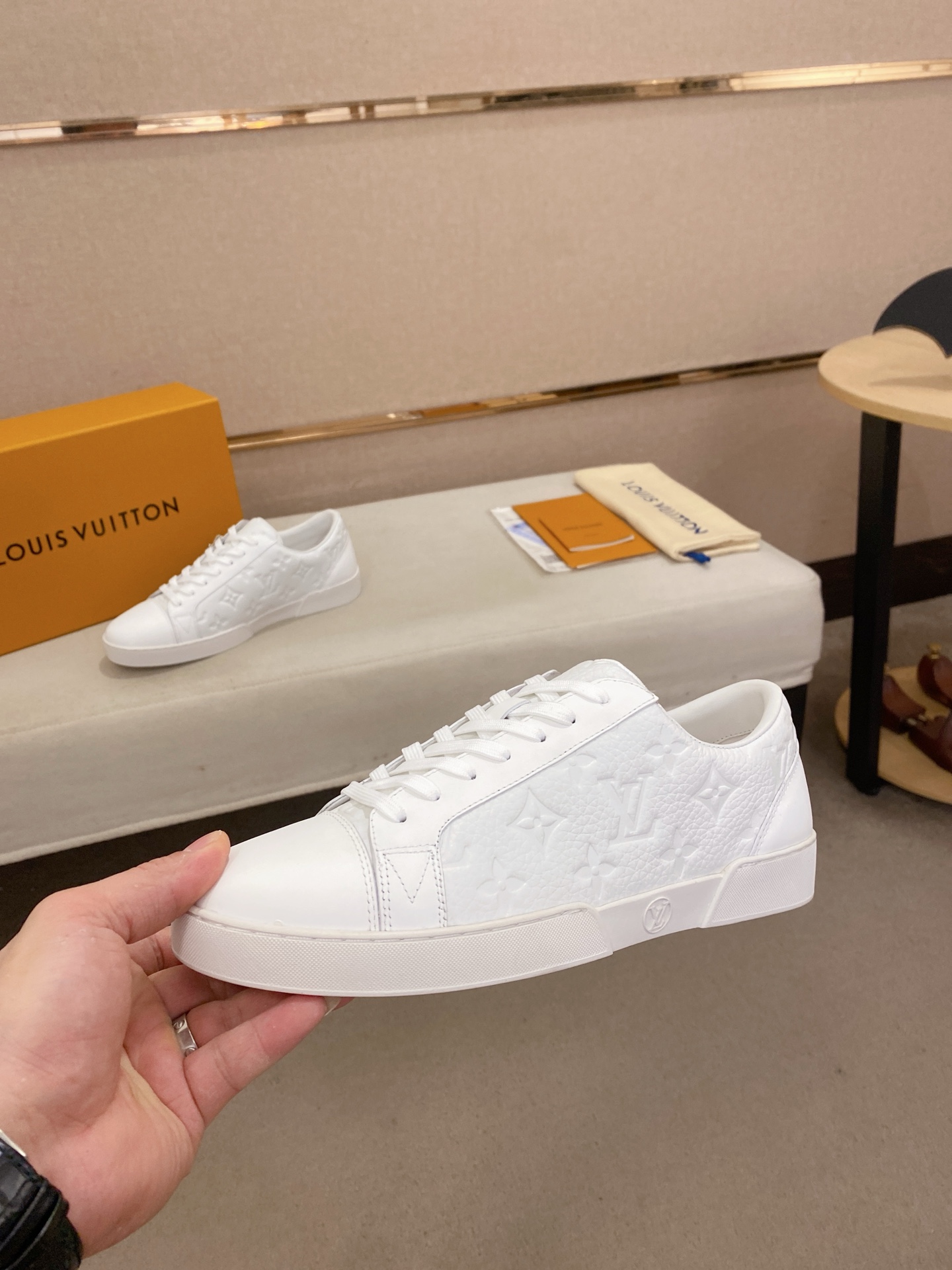Louis Vuitton Men's White Leather Monogram Embossed Sneakers Size 38-44 4 i1746514724333 7311 0 2
