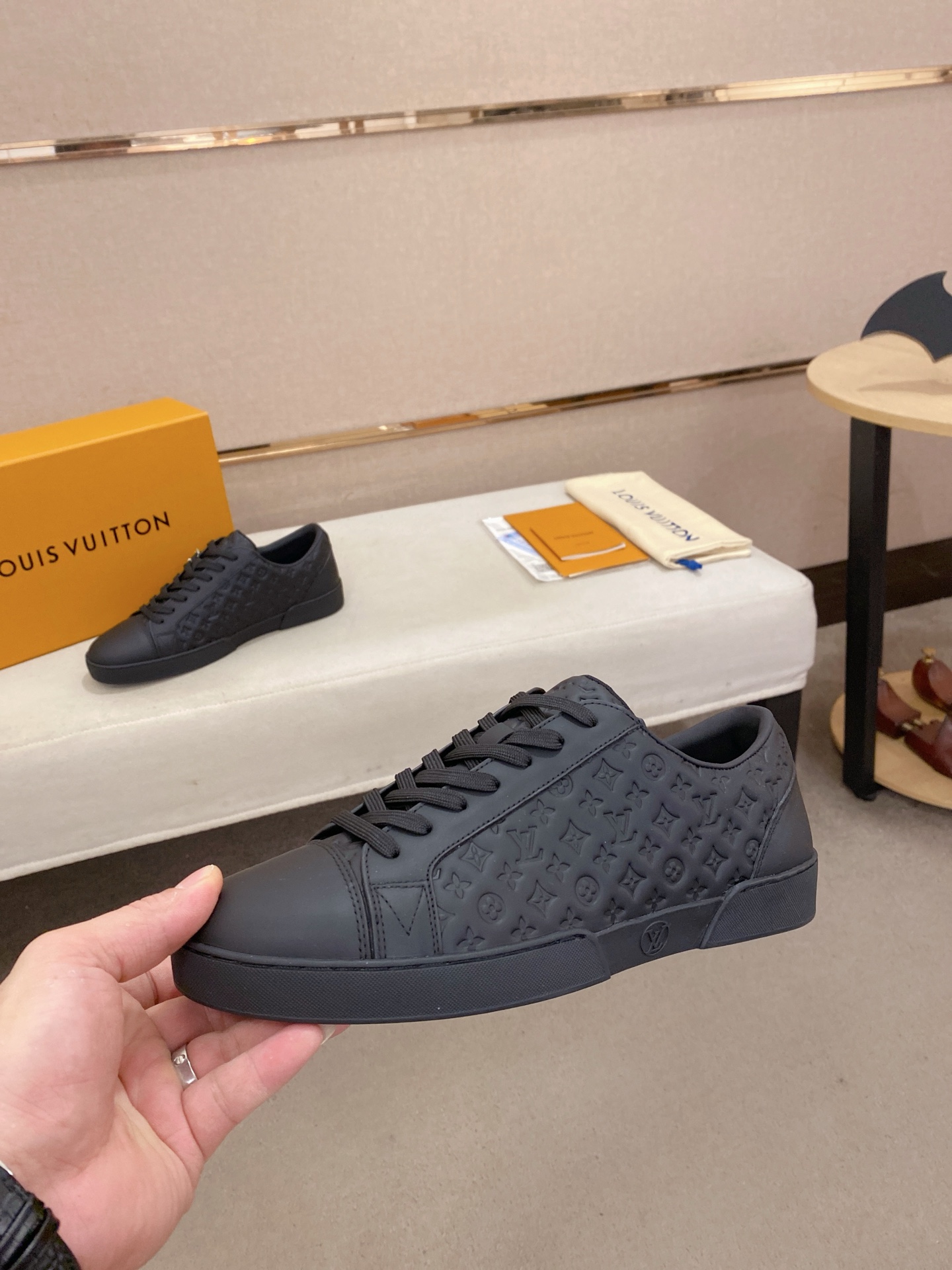 Louis Vuitton Men's Leather Sneaker Casual Shoes, Black, Size 38-44 4 i1746514778429 9447 0 1