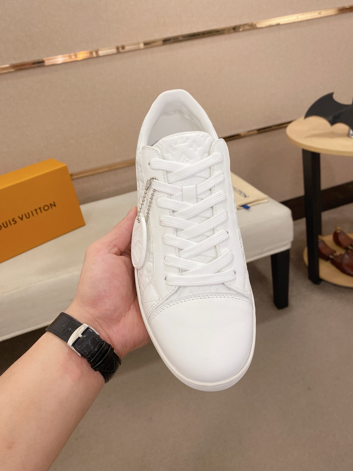 Louis Vuitton Men's White Leather Monogram Sneakers Designer Comfort Shoes 3 i1746514846034 6480 0 1