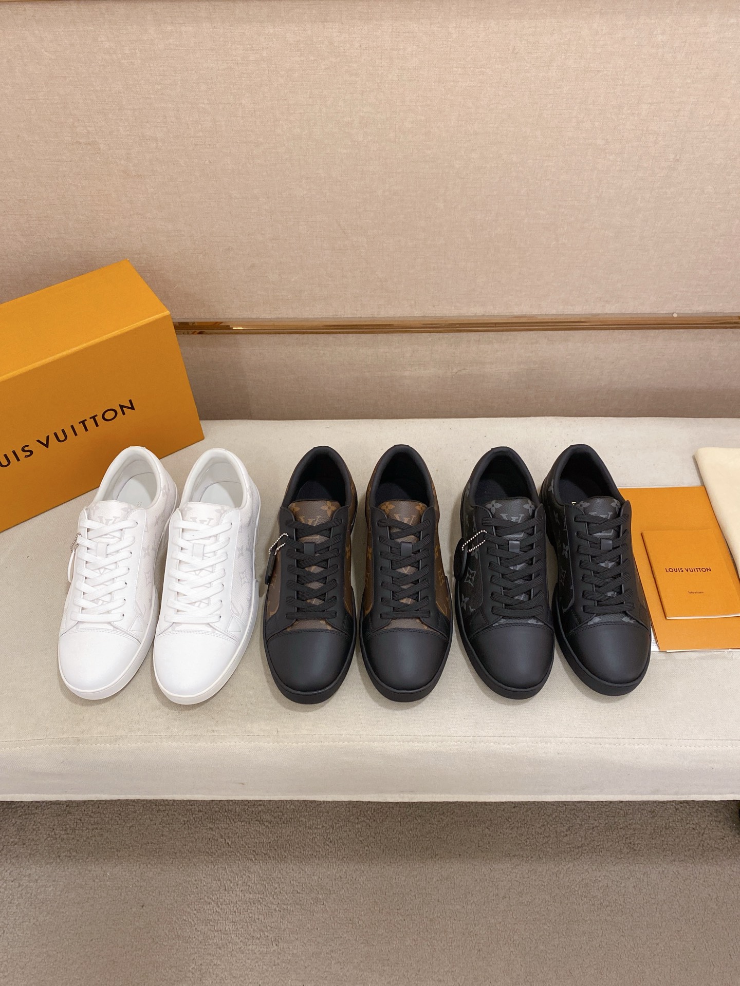 Louis Vuitton Men's Leather Sneaker with Monogram Print, Black 11 i1746514920122 1420 0 9
