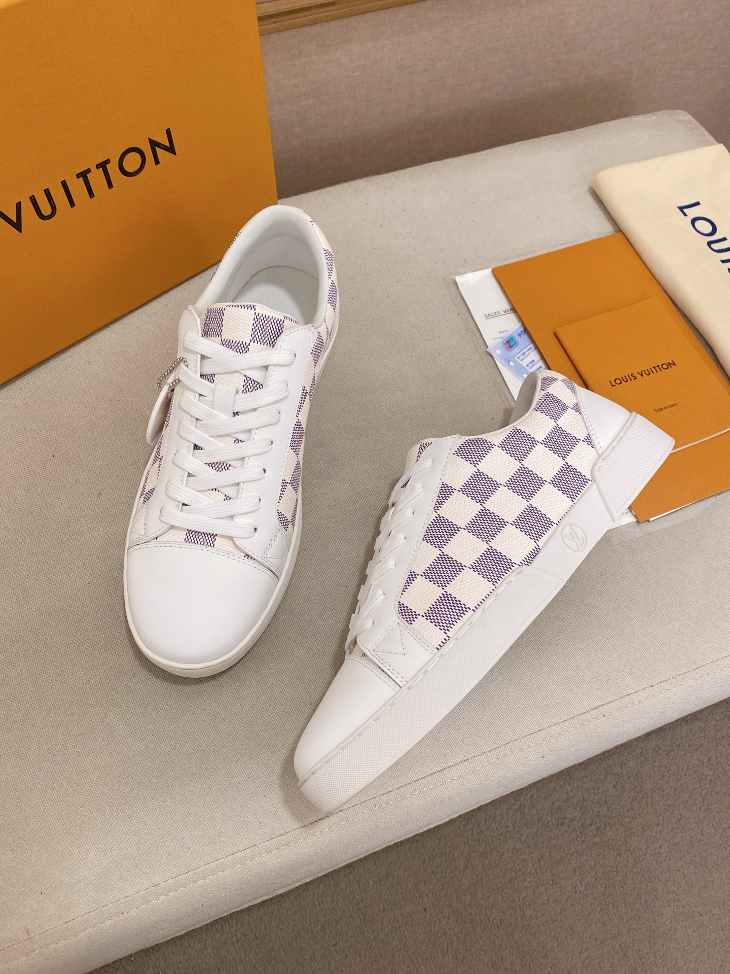Louis Vuitton Men's Damier Azur Leather Sneaker White/Purple Size 38-44 6 i1746515196602 8444 0 5