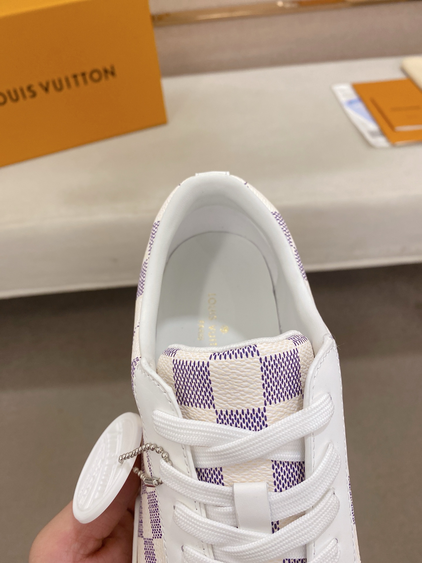 Louis Vuitton Men's Damier Azur Leather Sneaker White/Purple Size 38-44 7 i1746515197547 9436 0 4