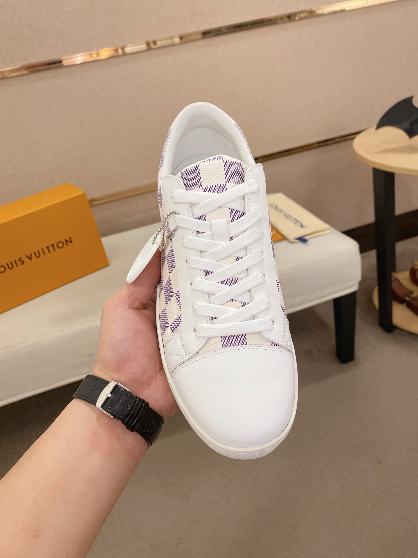 Louis Vuitton Men's Damier Azur Leather Sneaker White/Purple Size 38-44 3 i1746515197569 5356 0 1
