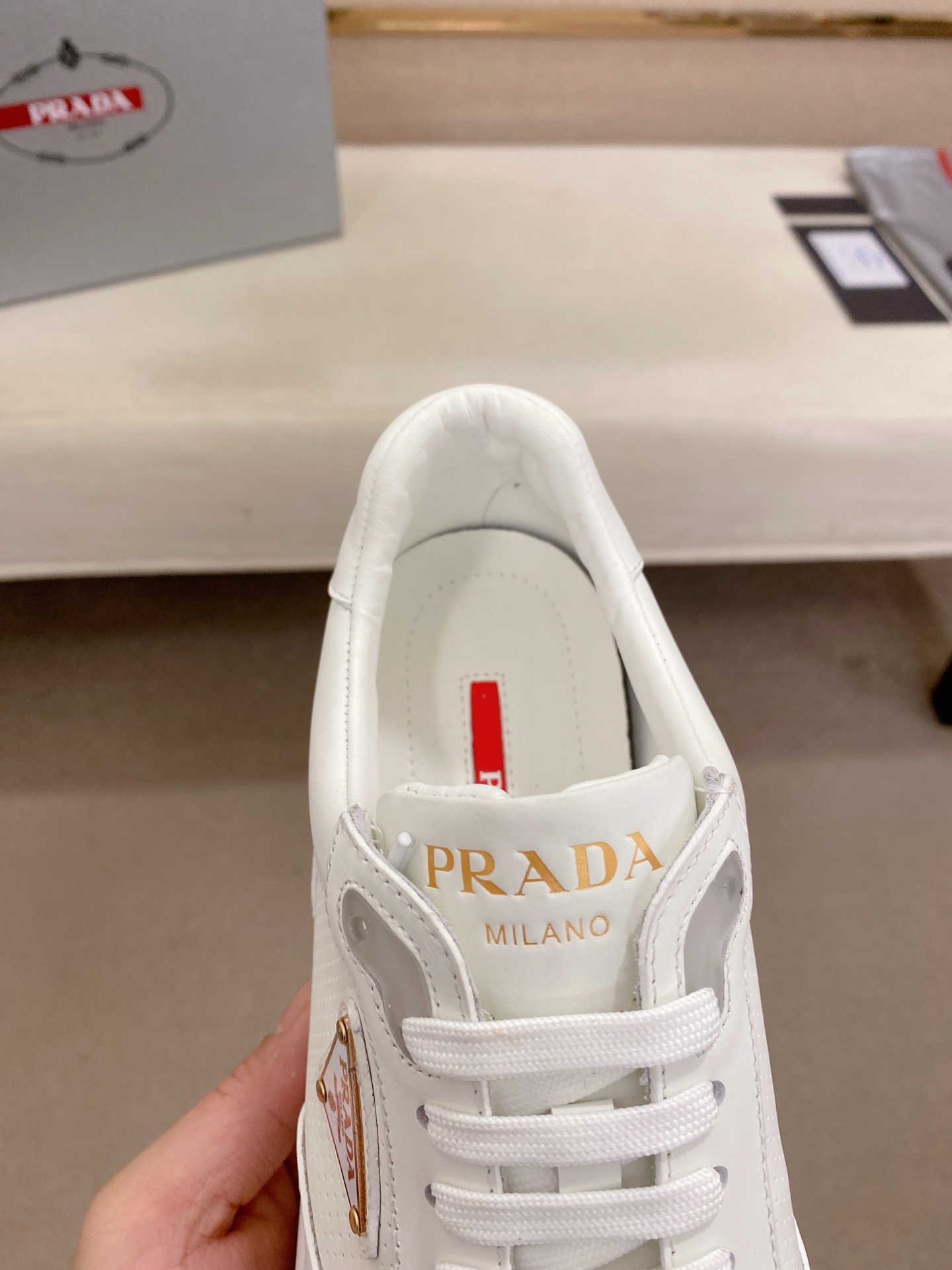 Prada Men's White Leather Sneakers, Handmade, Sizes 38-44 7 i1746599964098 2041 0 5
