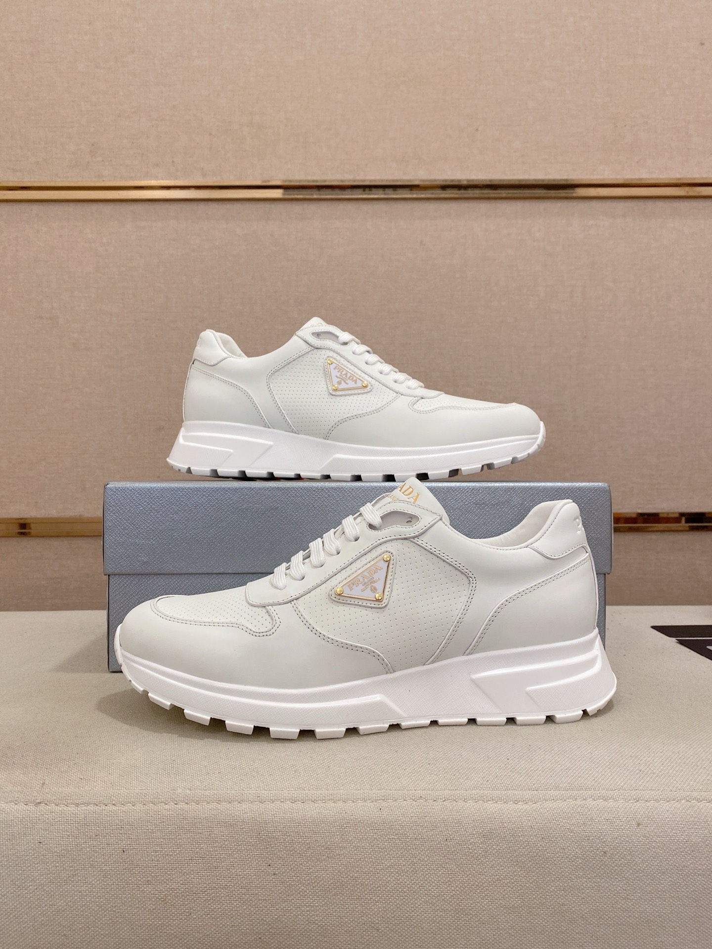 Prada Men's White Leather Sneakers, Handmade, Sizes 38-44 8 i1746599964116 1386 0 6