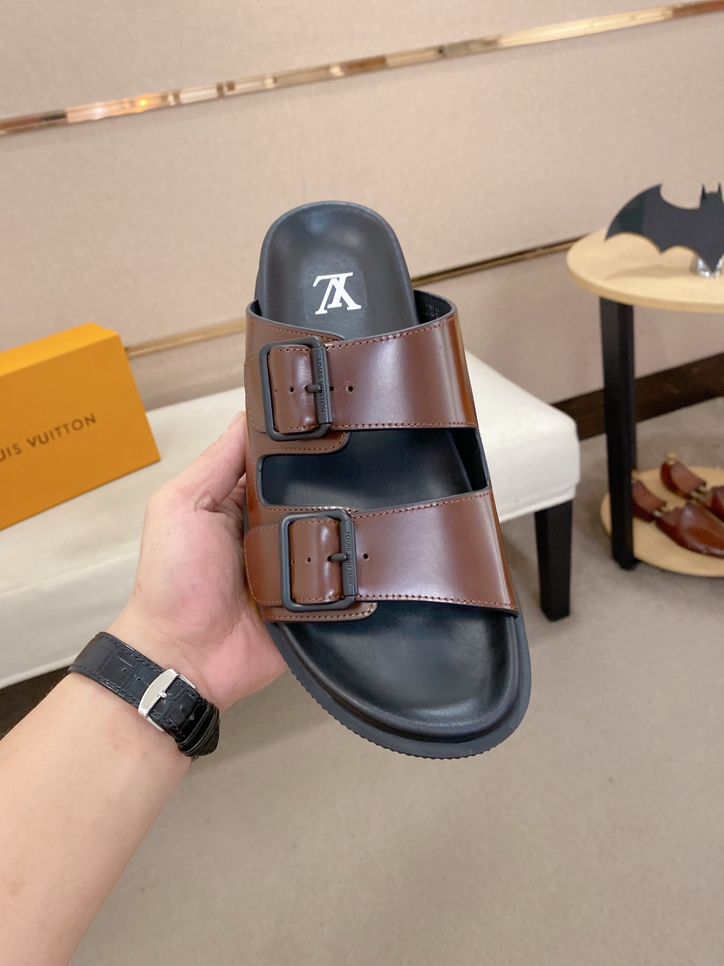 Louis Vuitton Men's Brown Leather Sandals | Comfortable & Stylish Slides 3 i1746858432137 451 0 1