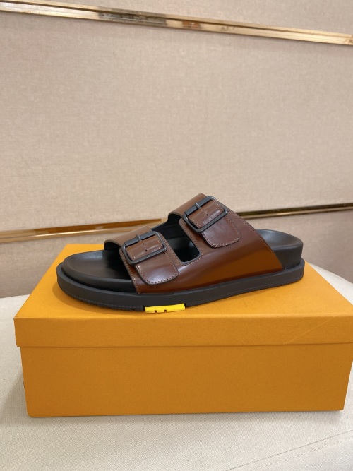 Louis Vuitton Men's Brown Leather Sandals | Comfortable & Stylish Slides 14 Louis Vuitton Men's Brown Leather Sandals | Comfortable & Stylish Slides