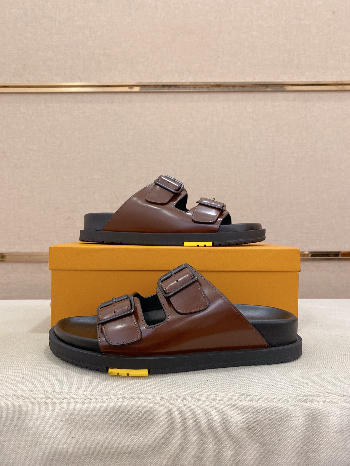 Louis Vuitton Men's Brown Leather Sandals | Comfortable & Stylish Slides 7 i1746858433085 2665 0 5