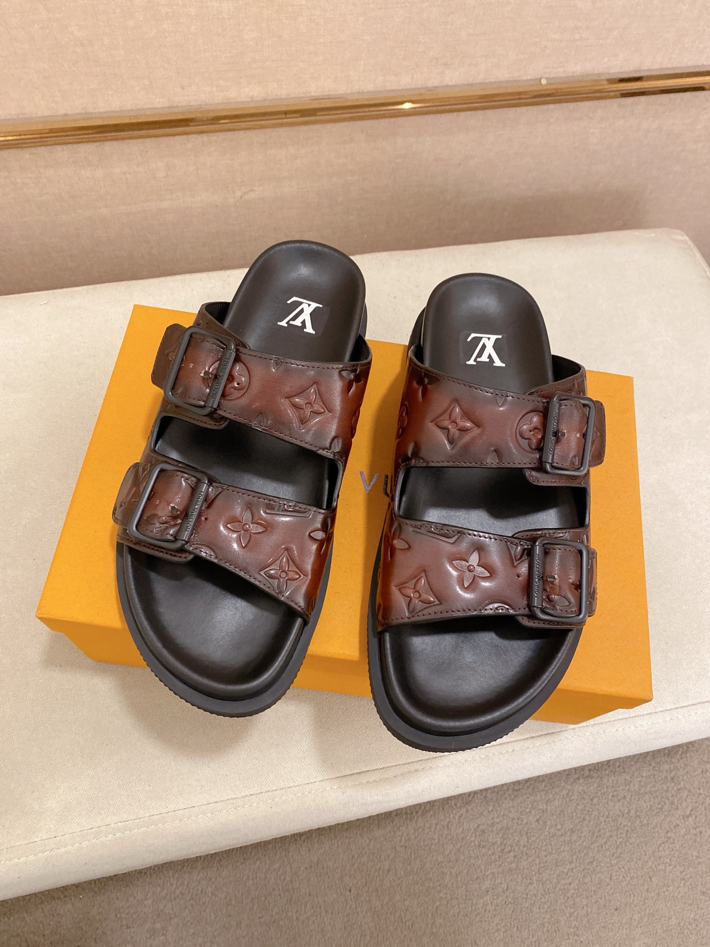 Louis Vuitton Men's Brown Leather Monogrammed Sandals Size 38-44 7 i1746858663041 1429 0 5