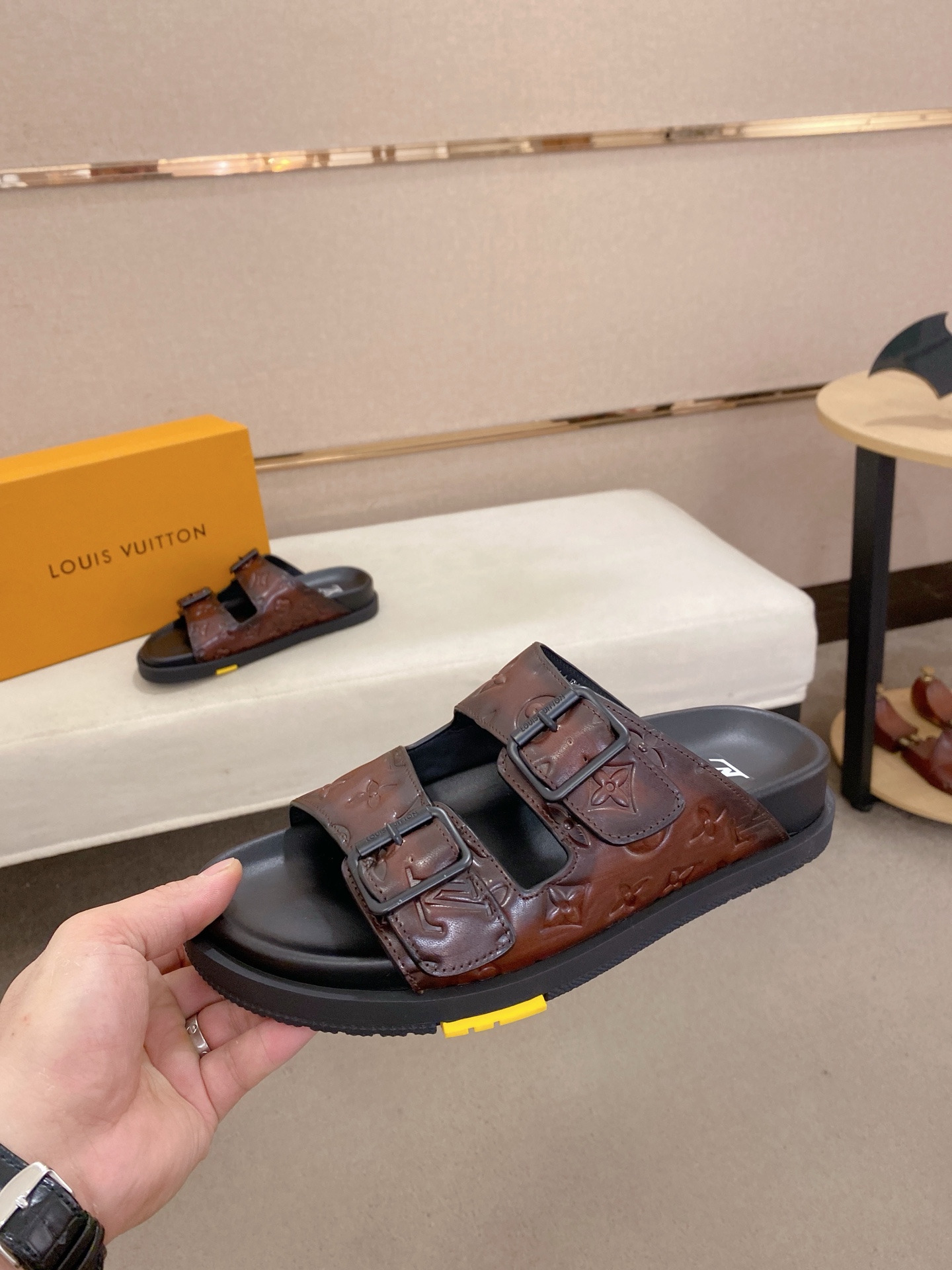 Louis Vuitton Men's Brown Leather Monogrammed Sandals Size 38-44 4 i1746858663085 3004 0 2