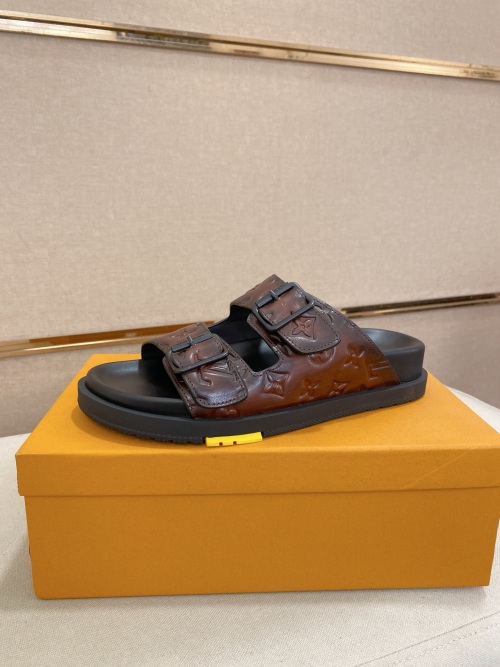 Louis Vuitton Men's Brown Leather Monogrammed Sandals Size 38-44 26 Louis Vuitton Men's Brown Leather Monogrammed Sandals Size 38-44