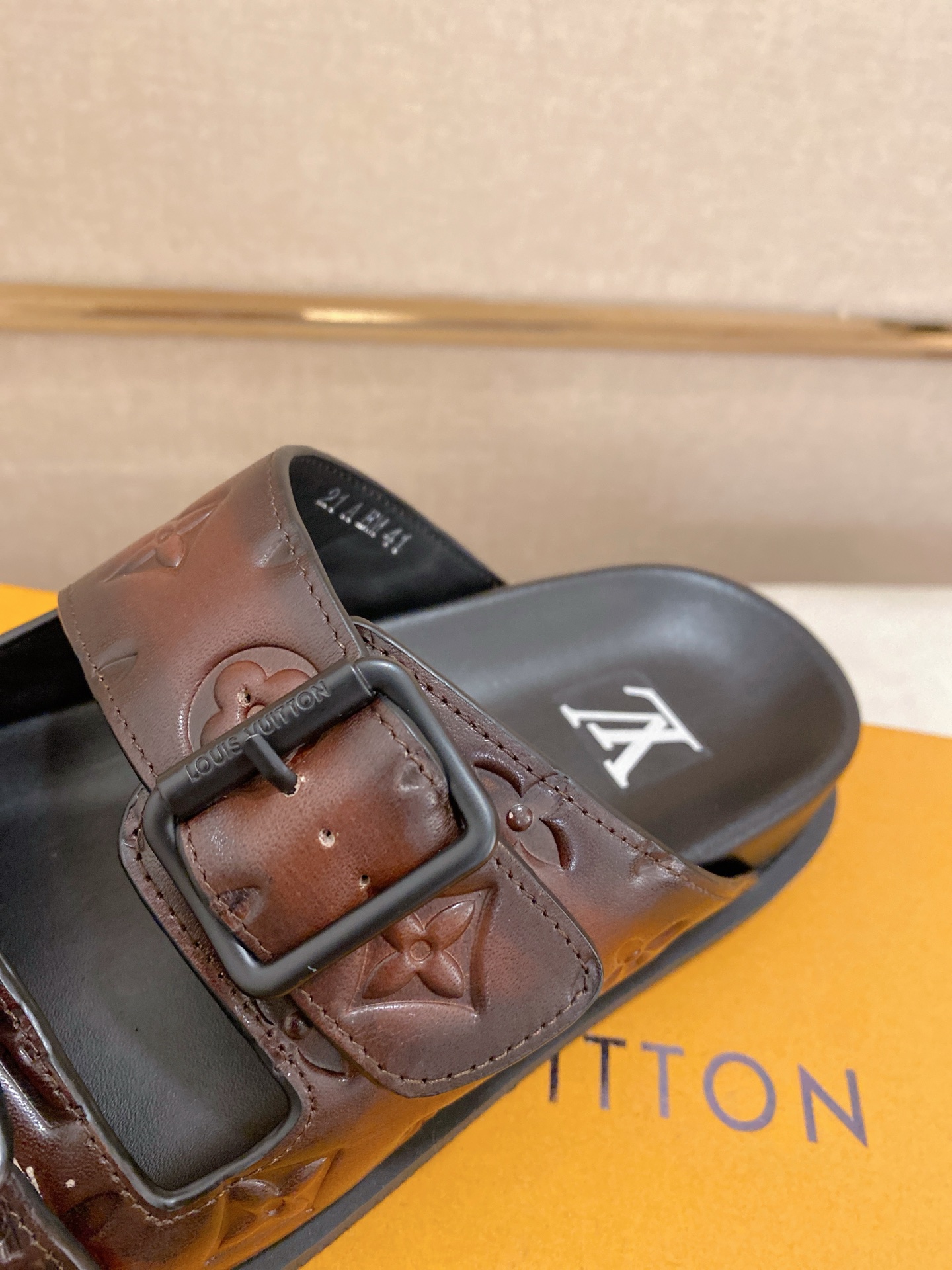 Louis Vuitton Men's Brown Leather Monogrammed Sandals Size 38-44 9 i1746858664189 6468 0 7