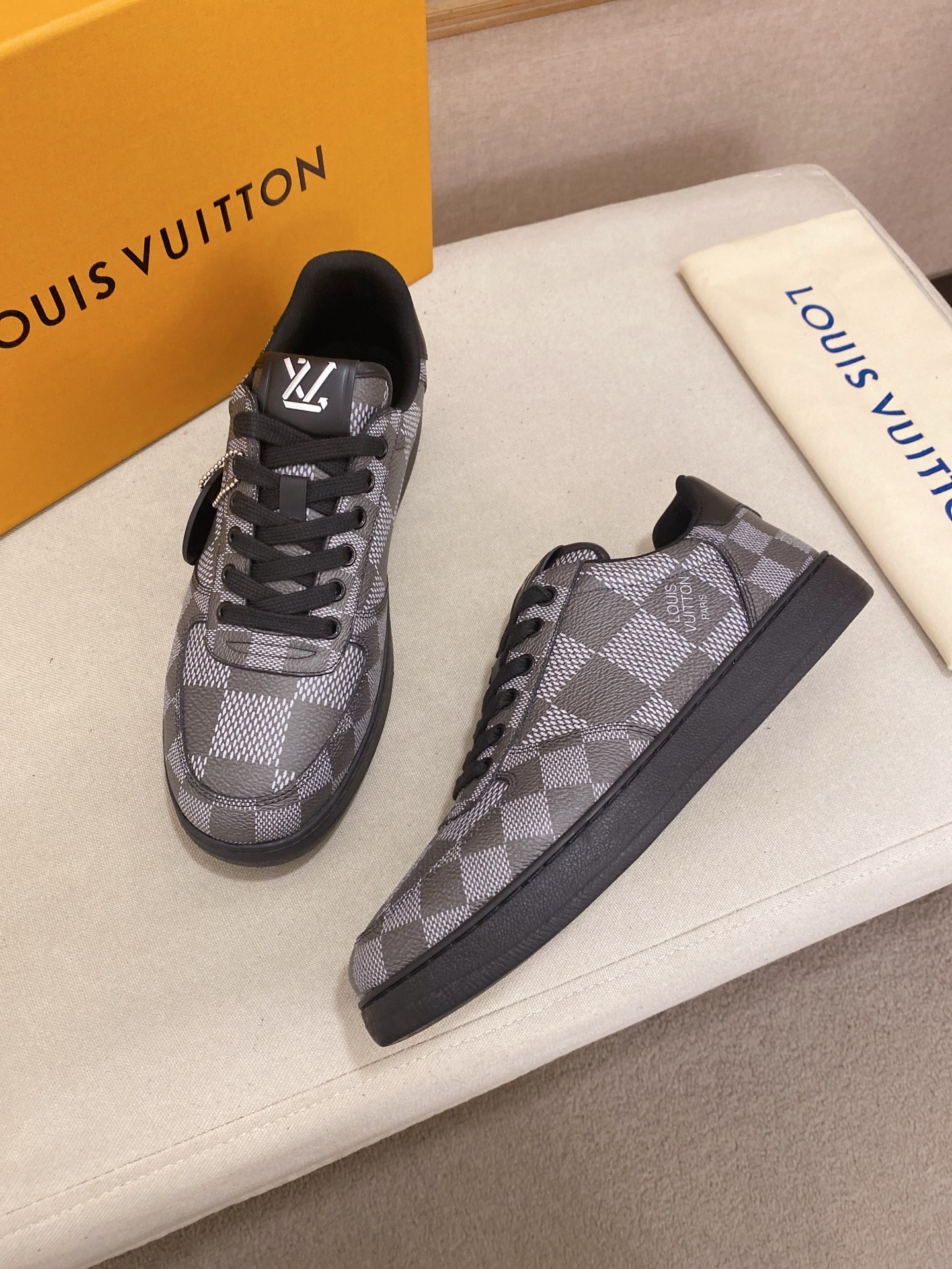 Louis Vuitton Men's Sneaker in Damier Graphite Leather, Size 38-44 7 i1746942689137 9893 0 5