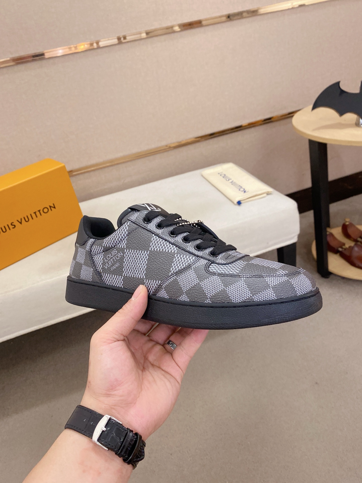 Louis Vuitton Men's Sneaker in Damier Graphite Leather, Size 38-44 5 i1746942689181 4501 0 3