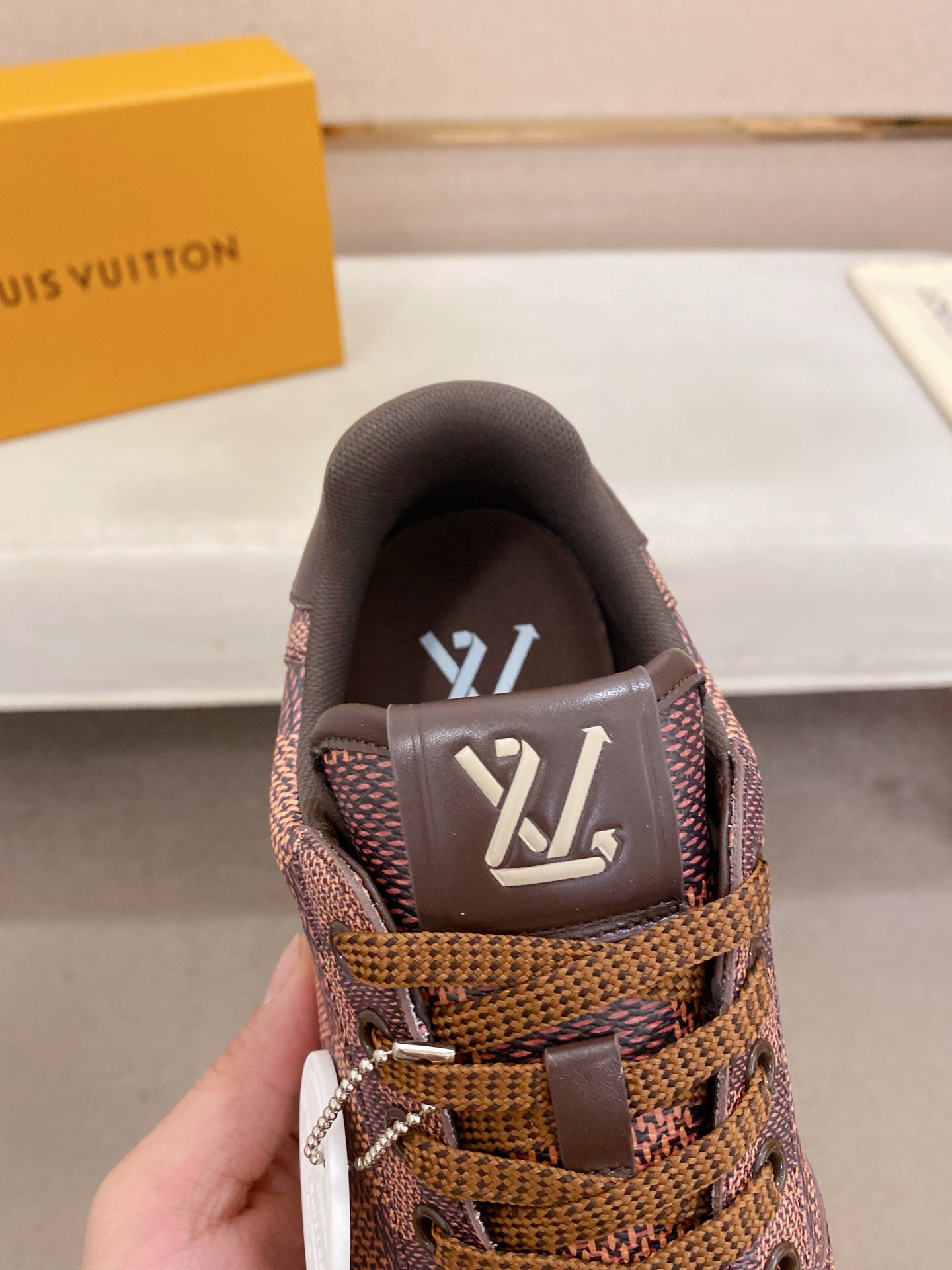 Louis Vuitton Men's Brown Leather Checkered Low-Top Sneakers, Size 38-44 6 i1746942752920 1597 0 4