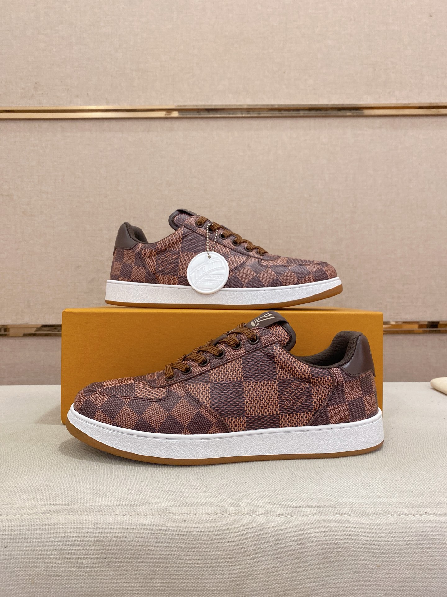 Louis Vuitton Men's Brown Leather Checkered Low-Top Sneakers, Size 38-44 8 i1746942752954 7555 0 6