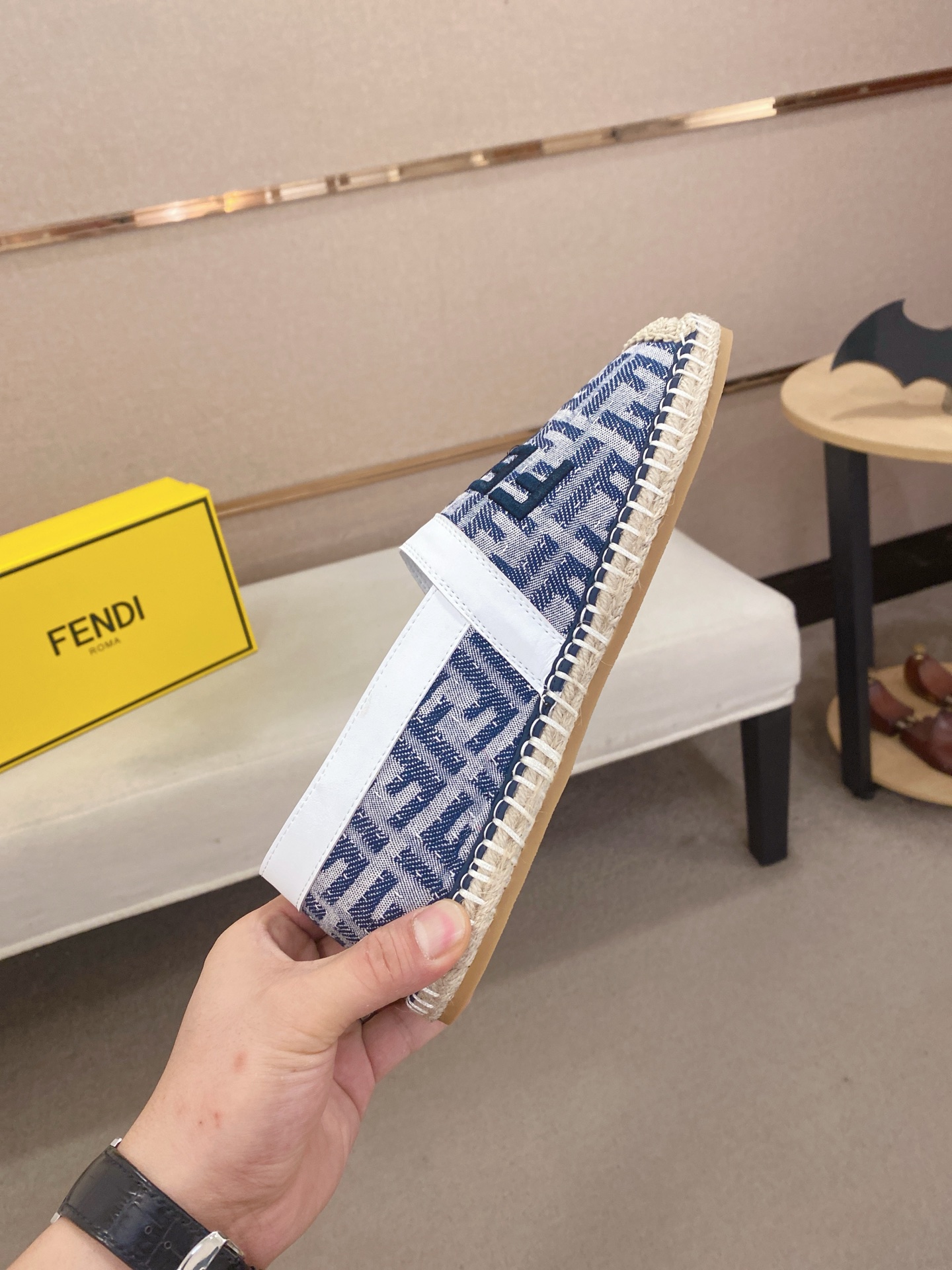 Fendi Men's Blue Espadrille Loafers with Signature FF Motif - Slip-On Style 6 i1746944575038 781 0 4
