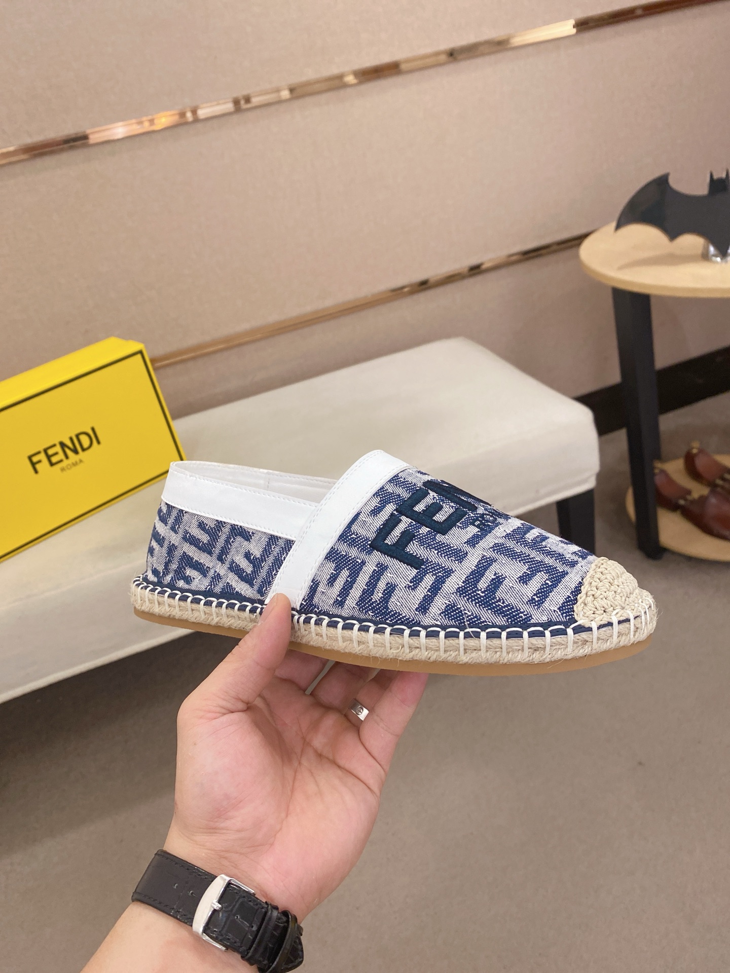 Fendi Men's Blue Espadrille Loafers with Signature FF Motif - Slip-On Style 5 i1746944575156 5993 0 3