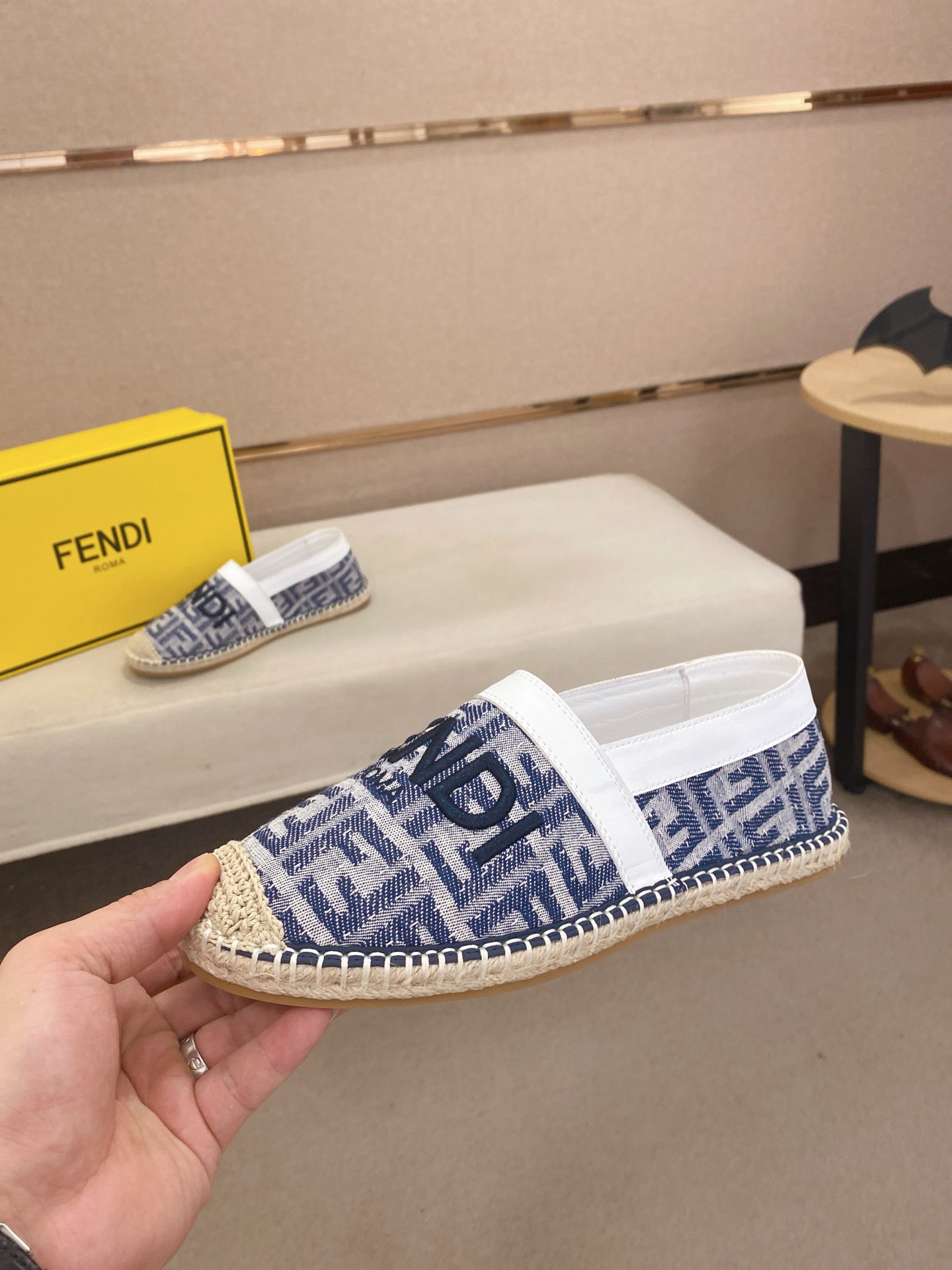 Fendi Men's Blue Espadrille Loafers with Signature FF Motif - Slip-On Style 4 i1746944576036 311 0 2