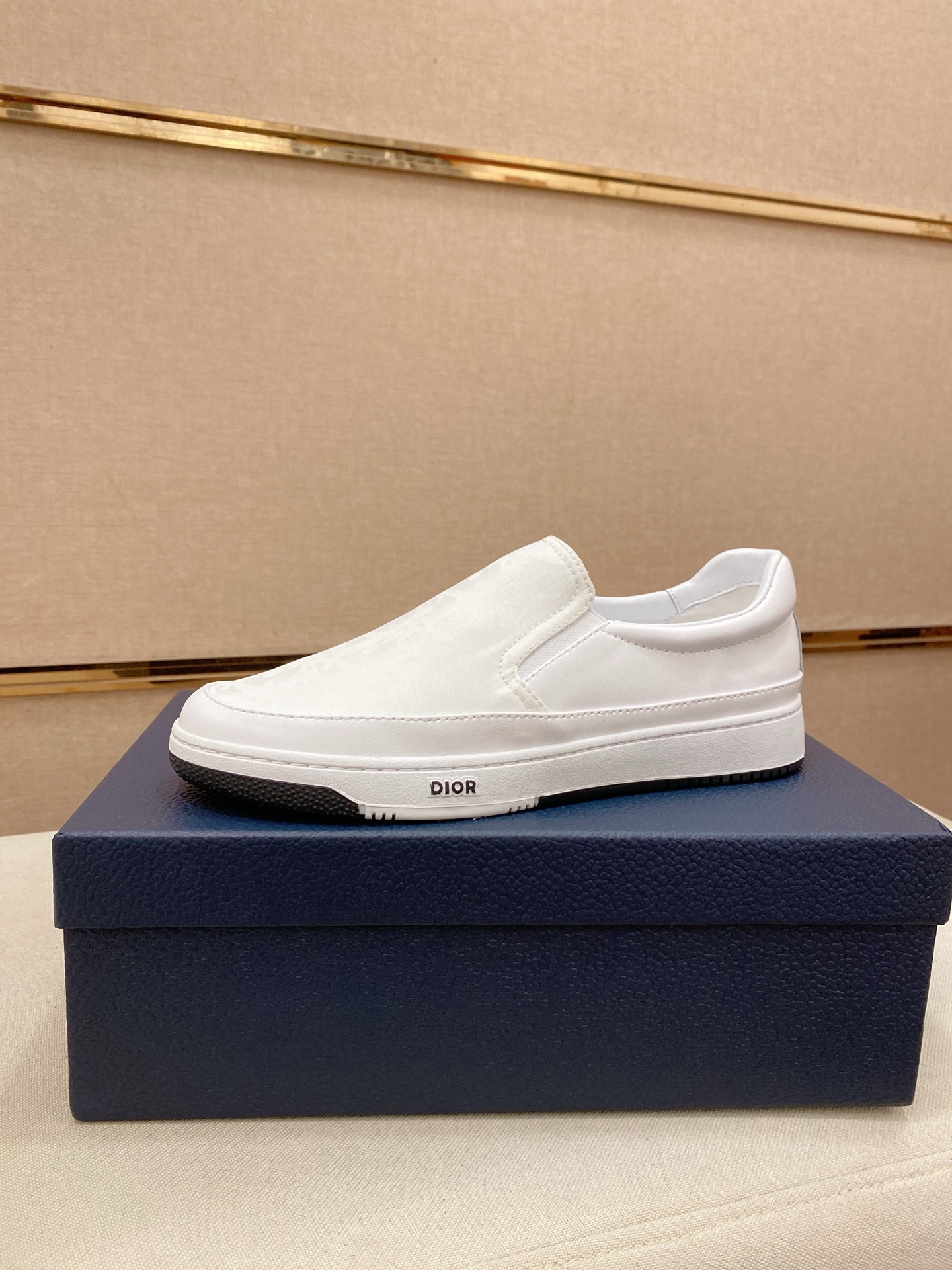 Dior White Leather Slip-On Sneakers for Men - Italian Craftsmanship