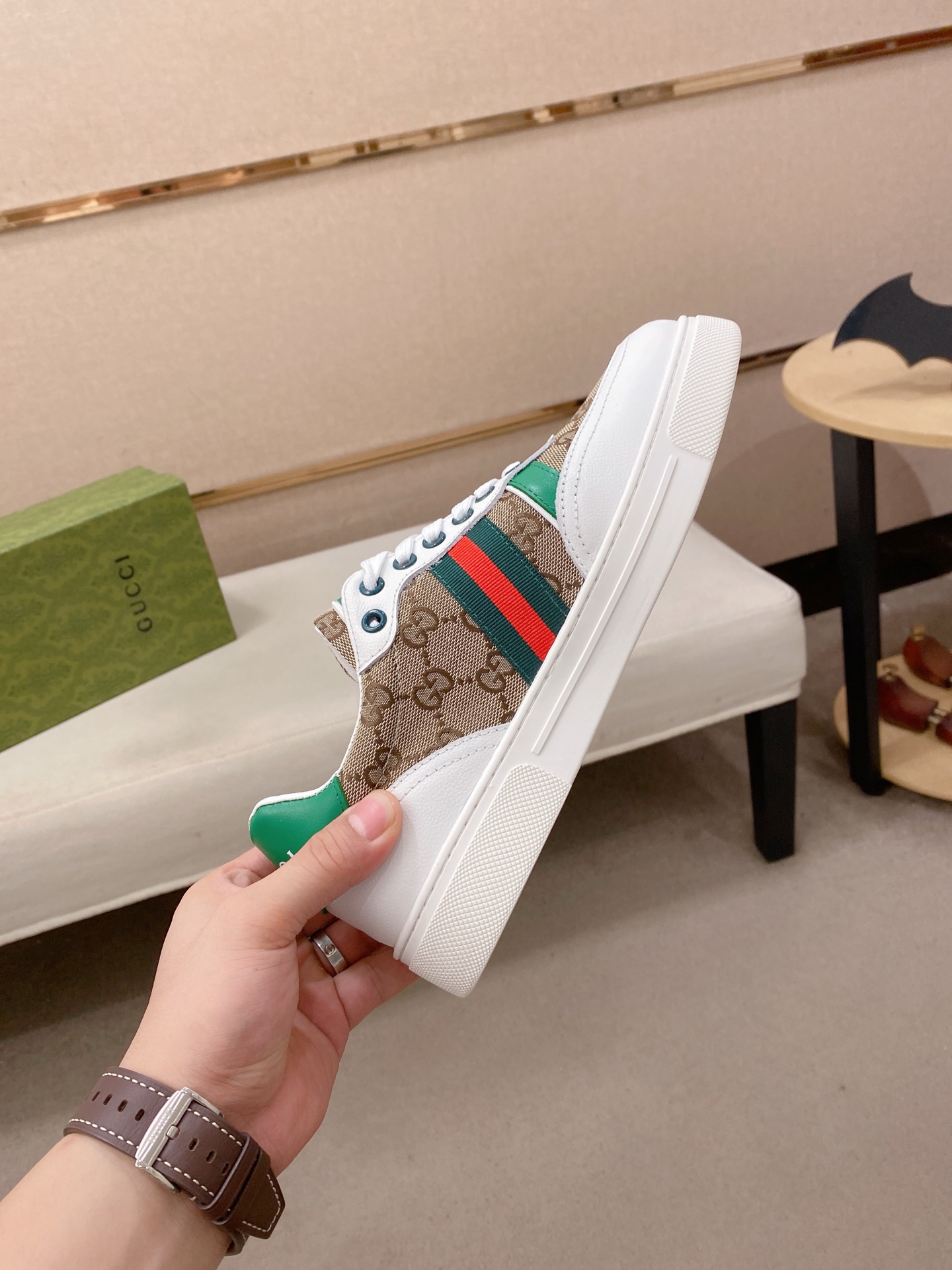 Gucci Men's Ace GG Supreme Sneaker with Green and Red Web stripe 6 i1753170903278 9482 0 4