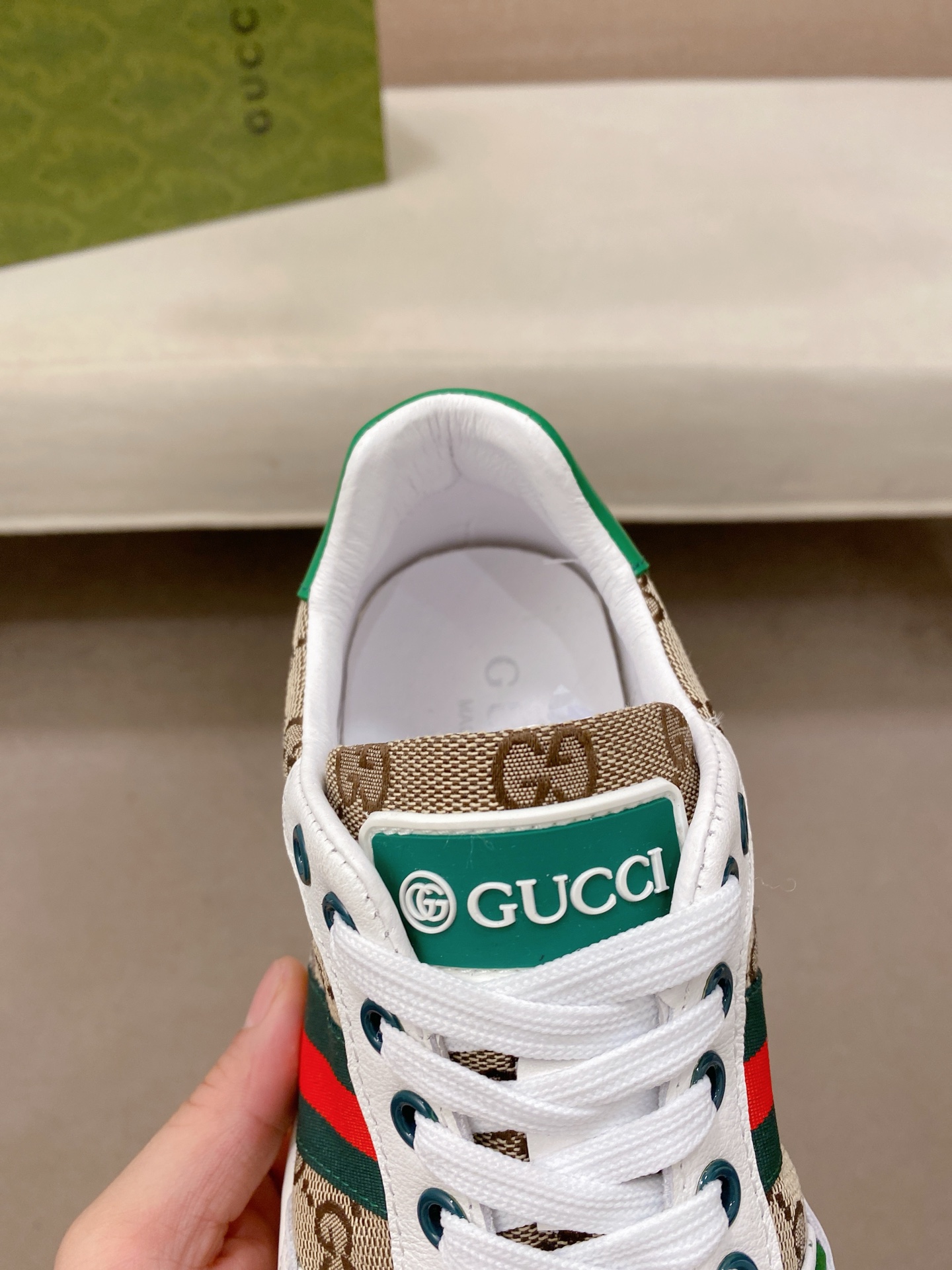 Gucci Men's Ace GG Supreme Sneaker with Green and Red Web stripe 7 i1753170904384 9362 0 5