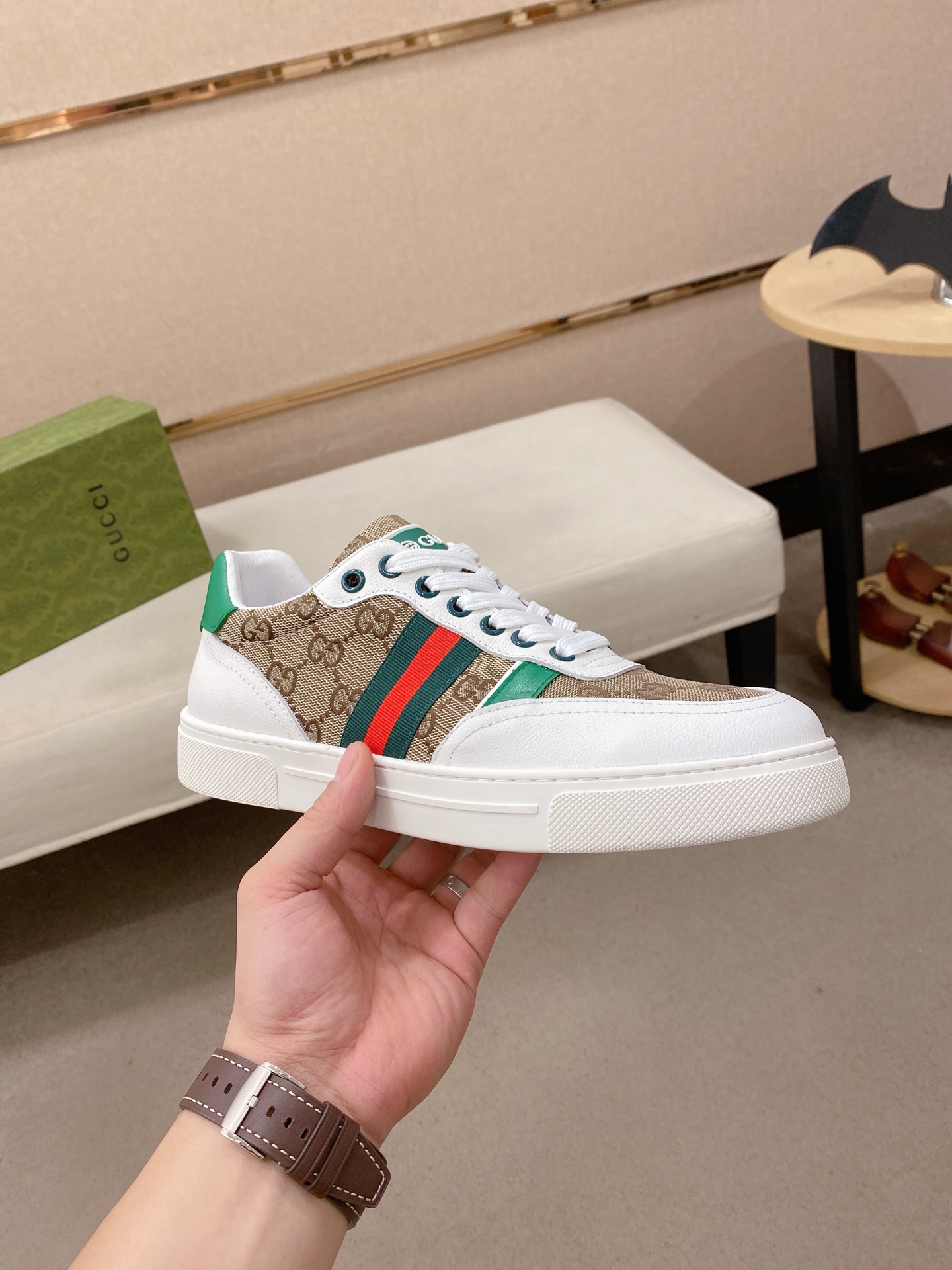 Gucci Men's Ace GG Supreme Sneaker with Green and Red Web stripe 5 i1753170904449 8954 0 3