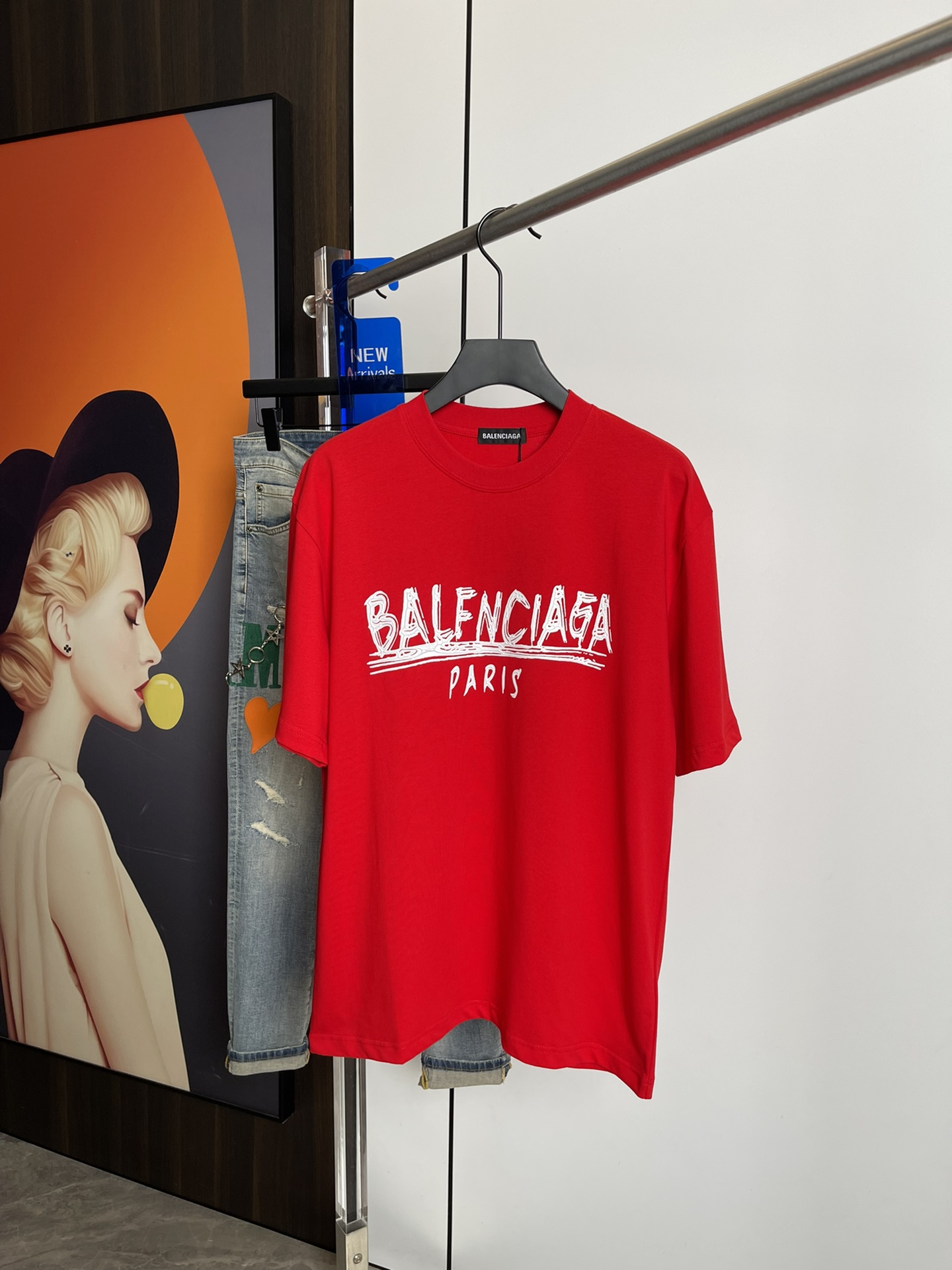 Replica 1:1
 Balenciaga Clothing T-Shirt Red White Printing Unisex Cotton Spring/Summer Collection Short Sleeve