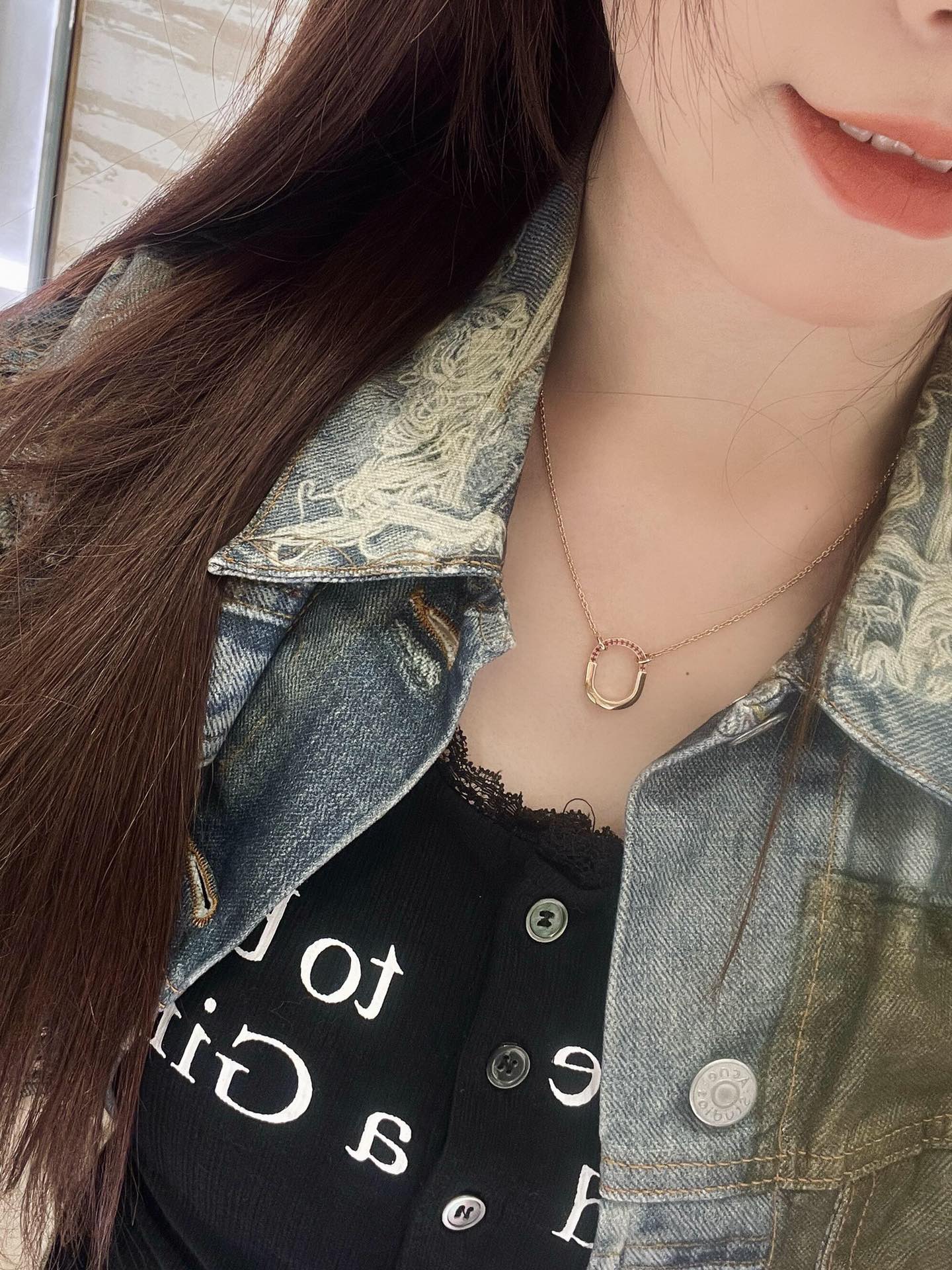 [Tiffany & Co. Jewelry]210368 [Our Product] Lock Small Necklace Real gold diam