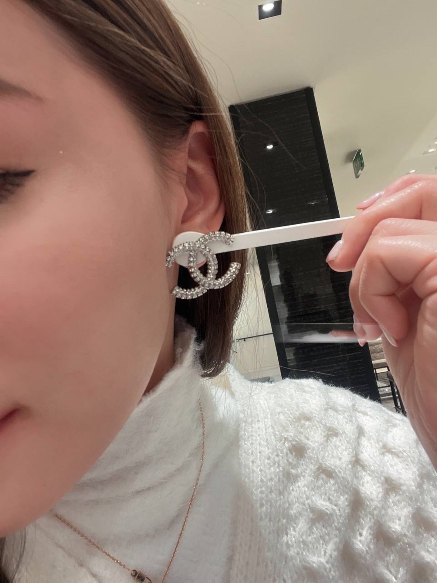 官网6200颜值超高chanel23P大双C水钻耳钉CH@nel每季都会有的经典双C耳钉颗颗施华洛世奇钻