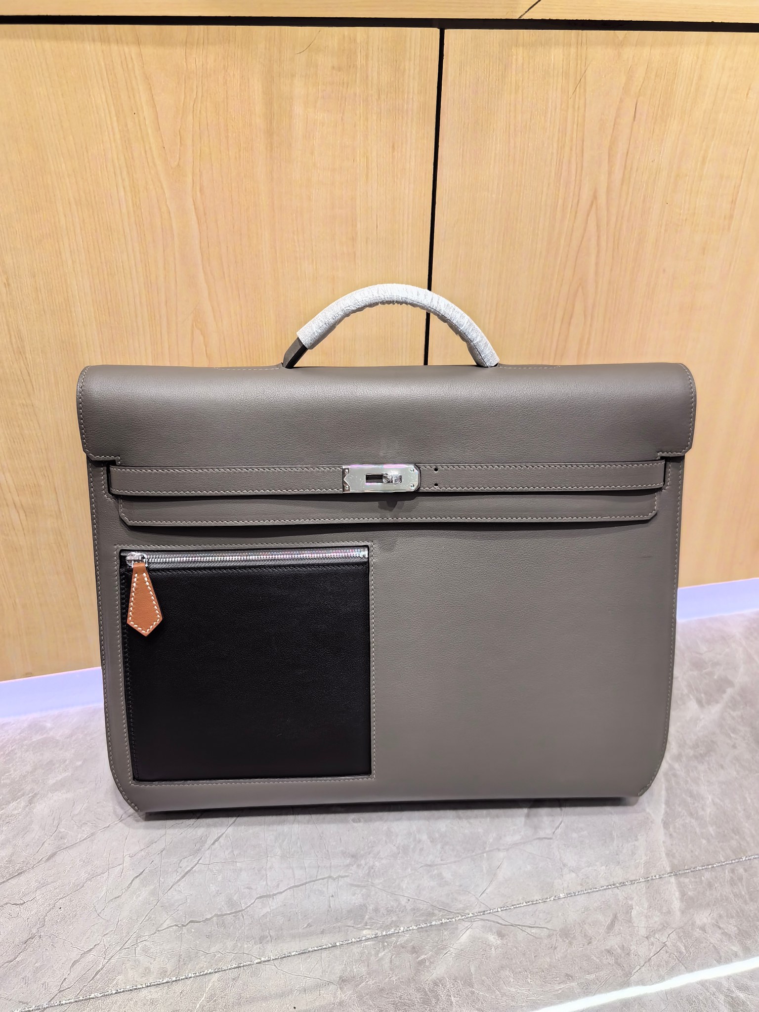 Hermès Rare H home delivery real shot Hermes/Hermes men's bag briefcase genuine leather messenger bag size 36x29x6 cowhide leather super good