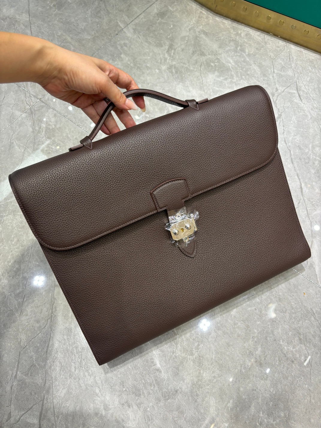 Hermes Depeches 37 Brown Leather Briefcase for Men, Business Bag 2 a1719209291050 8185