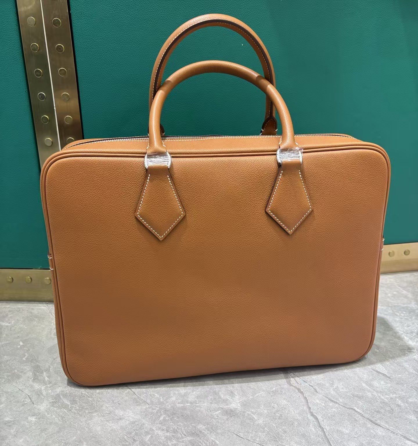 Hermès Heren Aktetas - Stijlvolle Leren Business Tas - Bruin, 38x28x9 cm