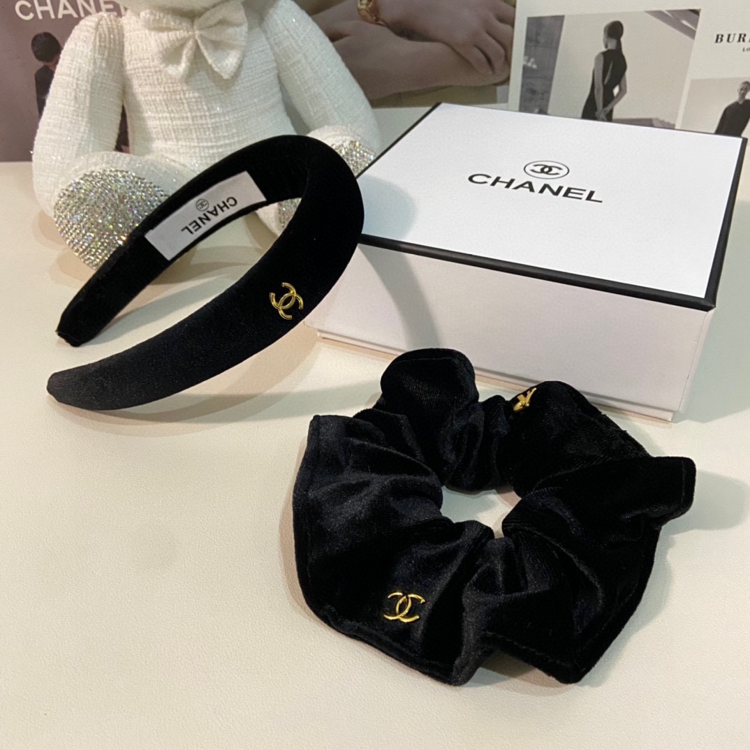 （两件套）配专柜包装 Chanel（香奈儿）最新爆款来啦✨💫丝绒两件套发箍➕发圈优雅的girl值得入手 
