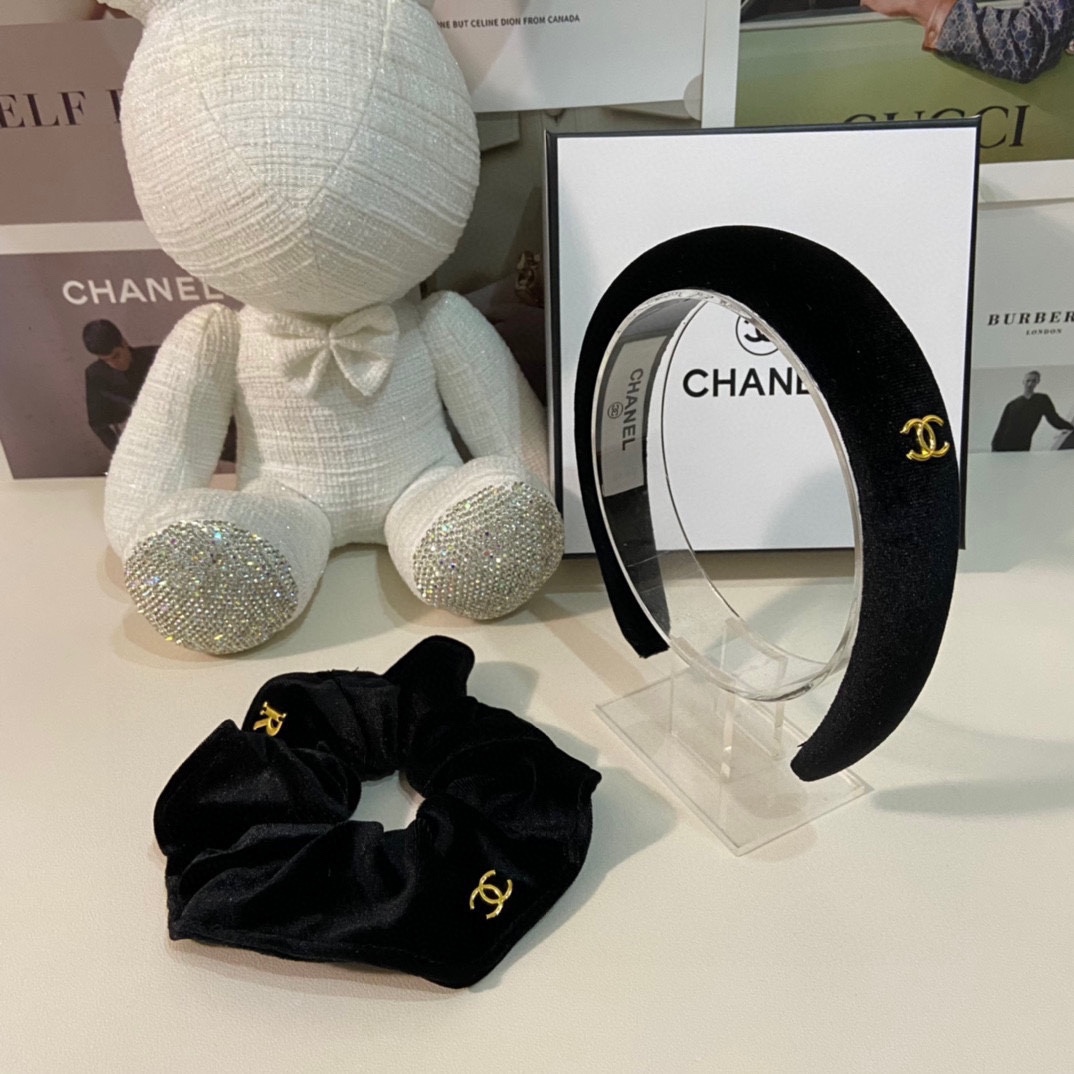 （两件套）配专柜包装 Chanel（香奈儿）最新爆款来啦✨💫丝绒两件套发箍➕发圈优雅的girl值得入手 