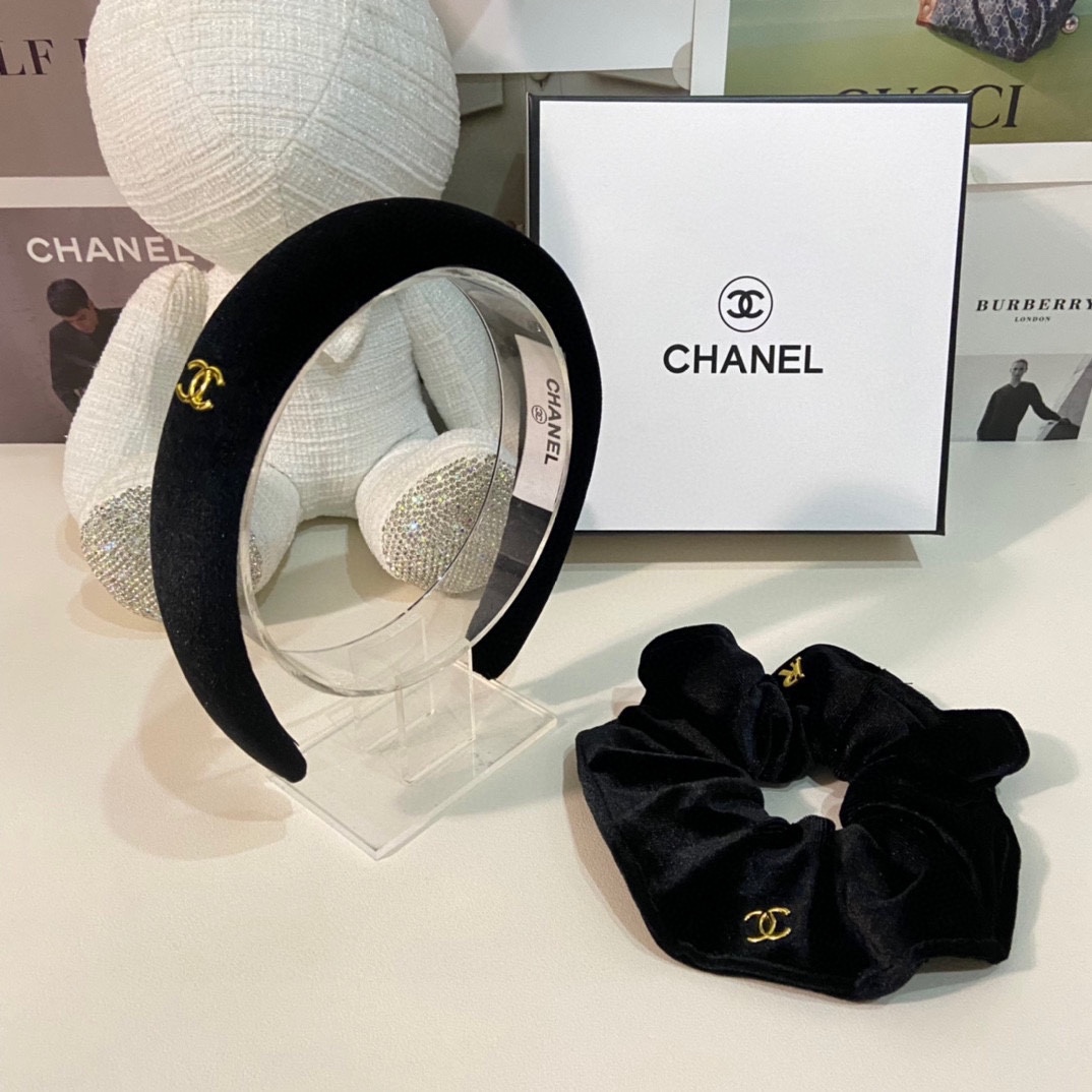 （两件套）配专柜包装 Chanel（香奈儿）最新爆款来啦✨💫丝绒两件套发箍➕发圈优雅的girl值得入手 