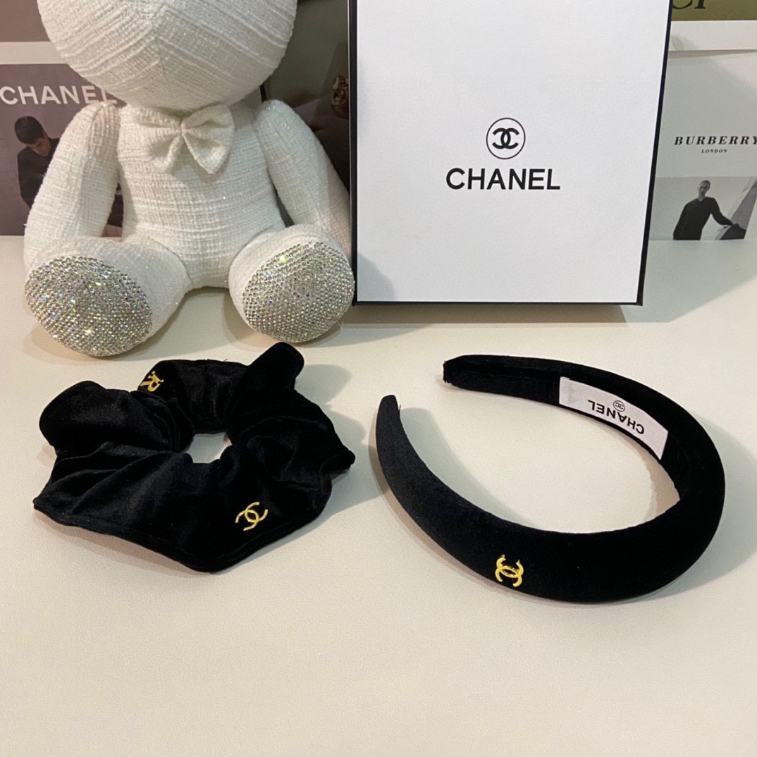 （两件套）配专柜包装 Chanel（香奈儿）最新爆款来啦✨💫丝绒两件套发箍➕发圈优雅的girl值得入手 