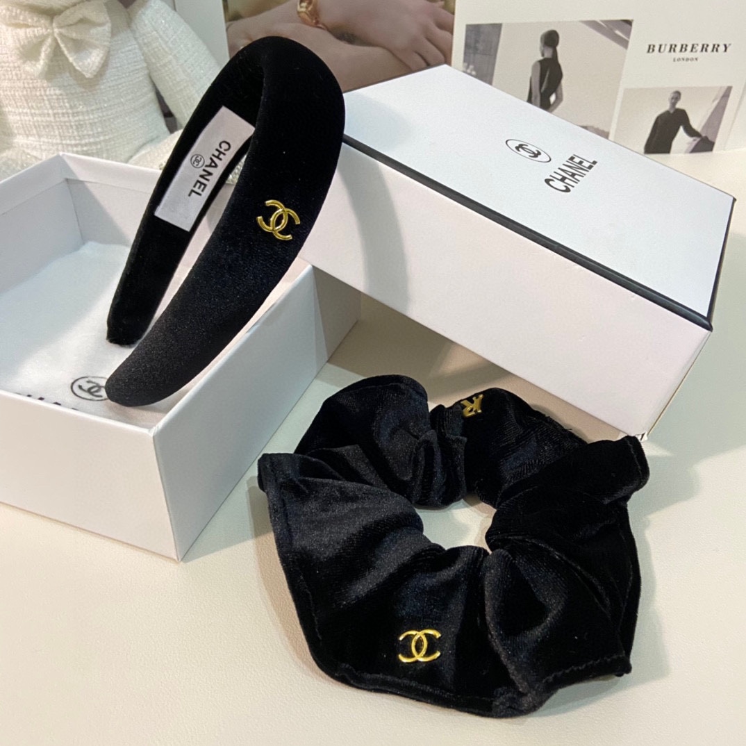 （两件套）配专柜包装 Chanel（香奈儿）最新爆款来啦✨💫丝绒两件套发箍➕发圈优雅的girl值得入手 