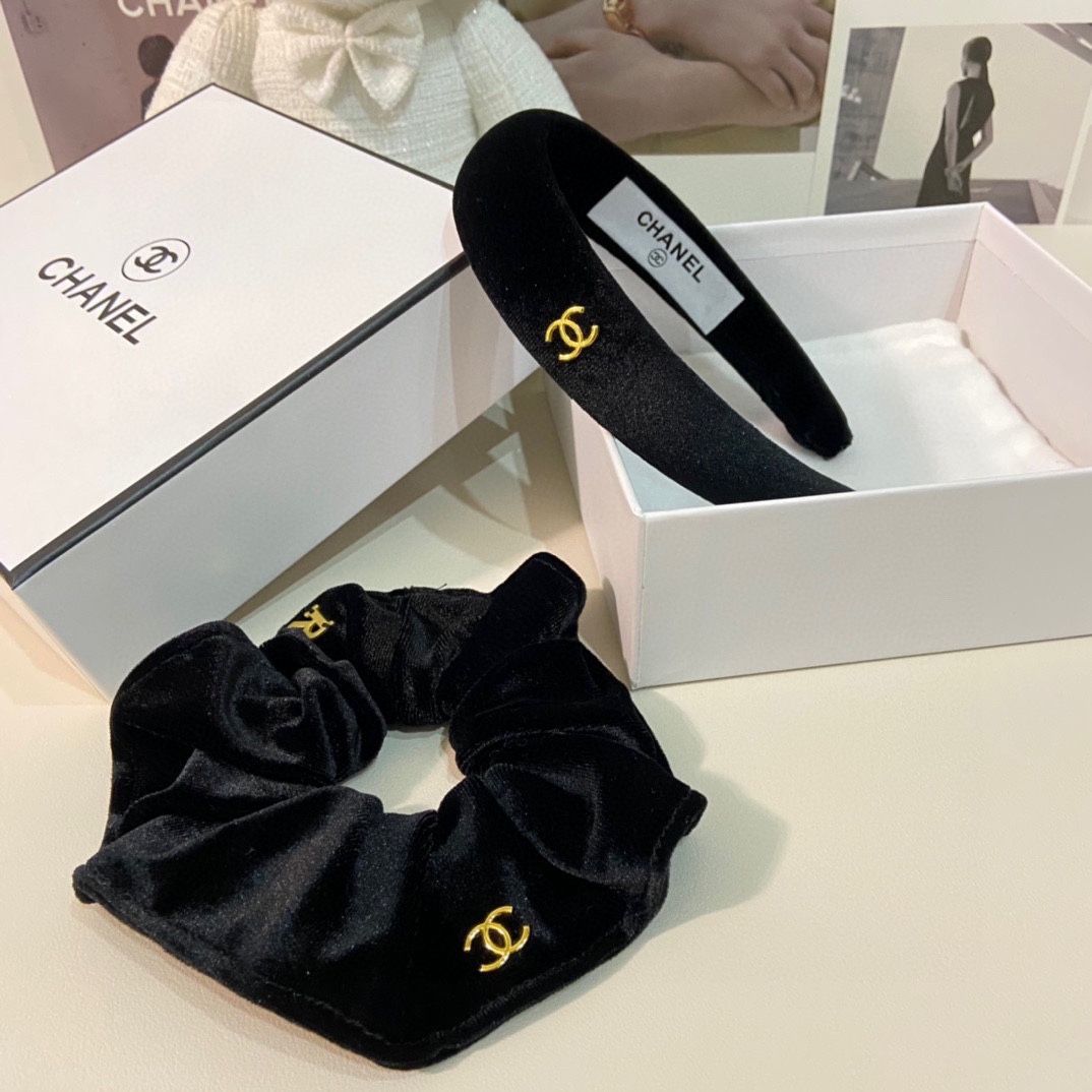 （两件套）配专柜包装 Chanel（香奈儿）最新爆款来啦✨💫丝绒两件套发箍➕发圈优雅的girl值得入手 