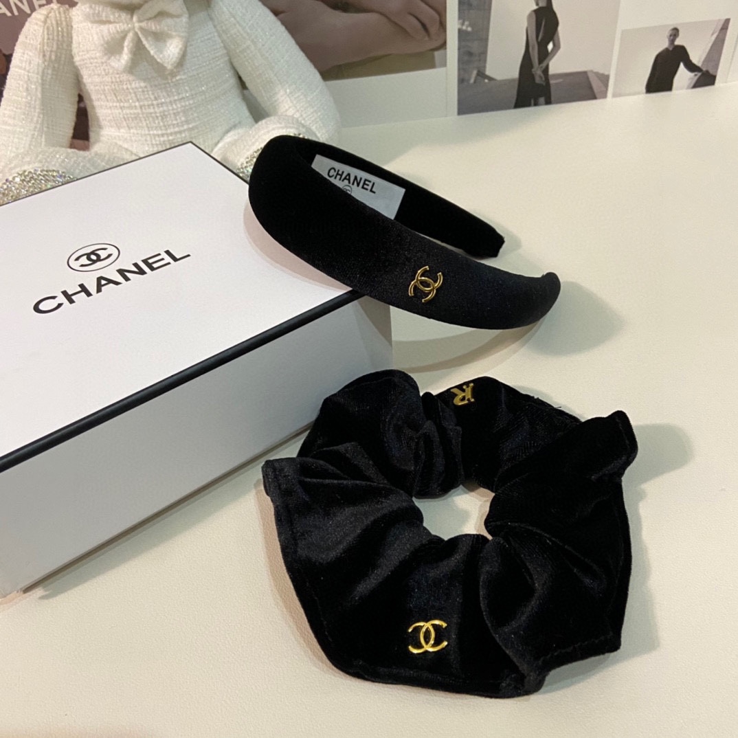（两件套）配专柜包装 Chanel（香奈儿）最新爆款来啦✨💫丝绒两件套发箍➕发圈优雅的girl值得入手 
