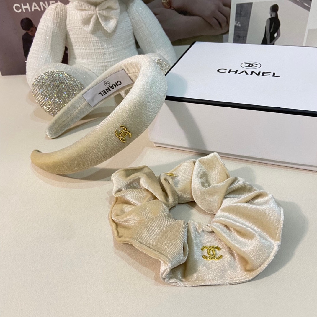 （两件套）配专柜包装 Chanel（香奈儿）最新爆款来啦✨💫丝绒两件套发箍➕发圈优雅的girl值得入手 