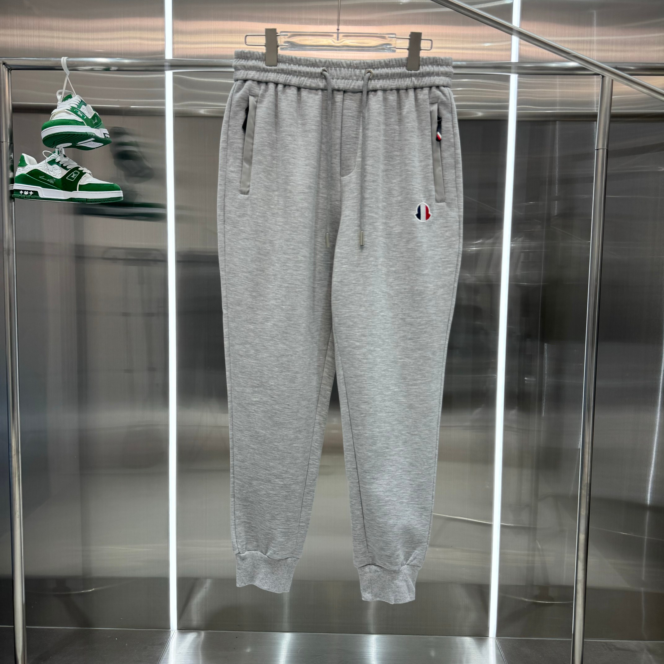 Moncler Clothing Pants & Trousers Grey Embroidery Spring/Summer Collection Fashion Casual