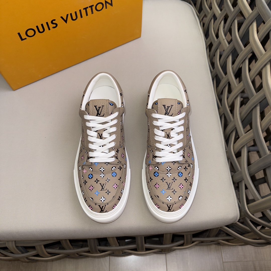 Louis Vuitton Shoes Sneakers Men Calfskin Cowhide Rubber Casual