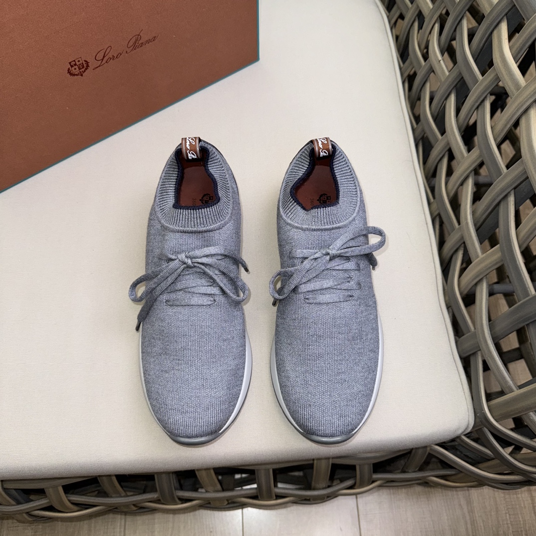 Loro Piana Chaussures De Sport Acheter des répliques bon marché
 Cuir de vache Tricot Caoutchouc Le TPU Laine Pantalons sport