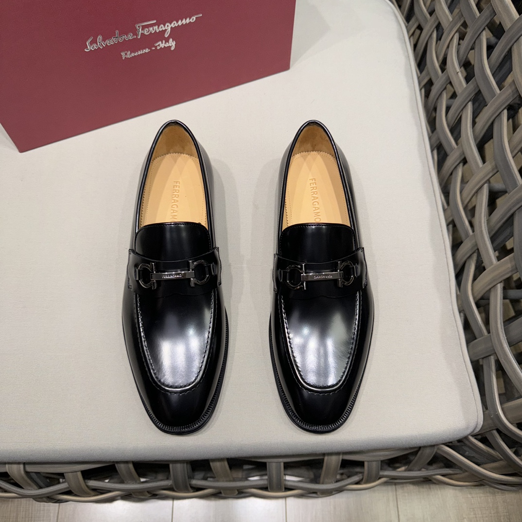 Salvatore Ferragamo Leren Mocassins voor Heren - Zwarte Business Casual Schoenen