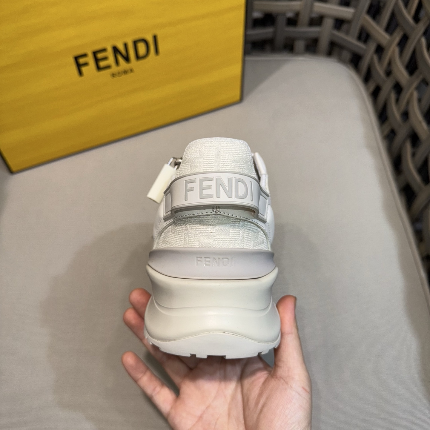 Fendi Flow Men's White Leather Lace-Up Sneakers with Side Zipper Detail 9 i1743368244429 7172 0 7